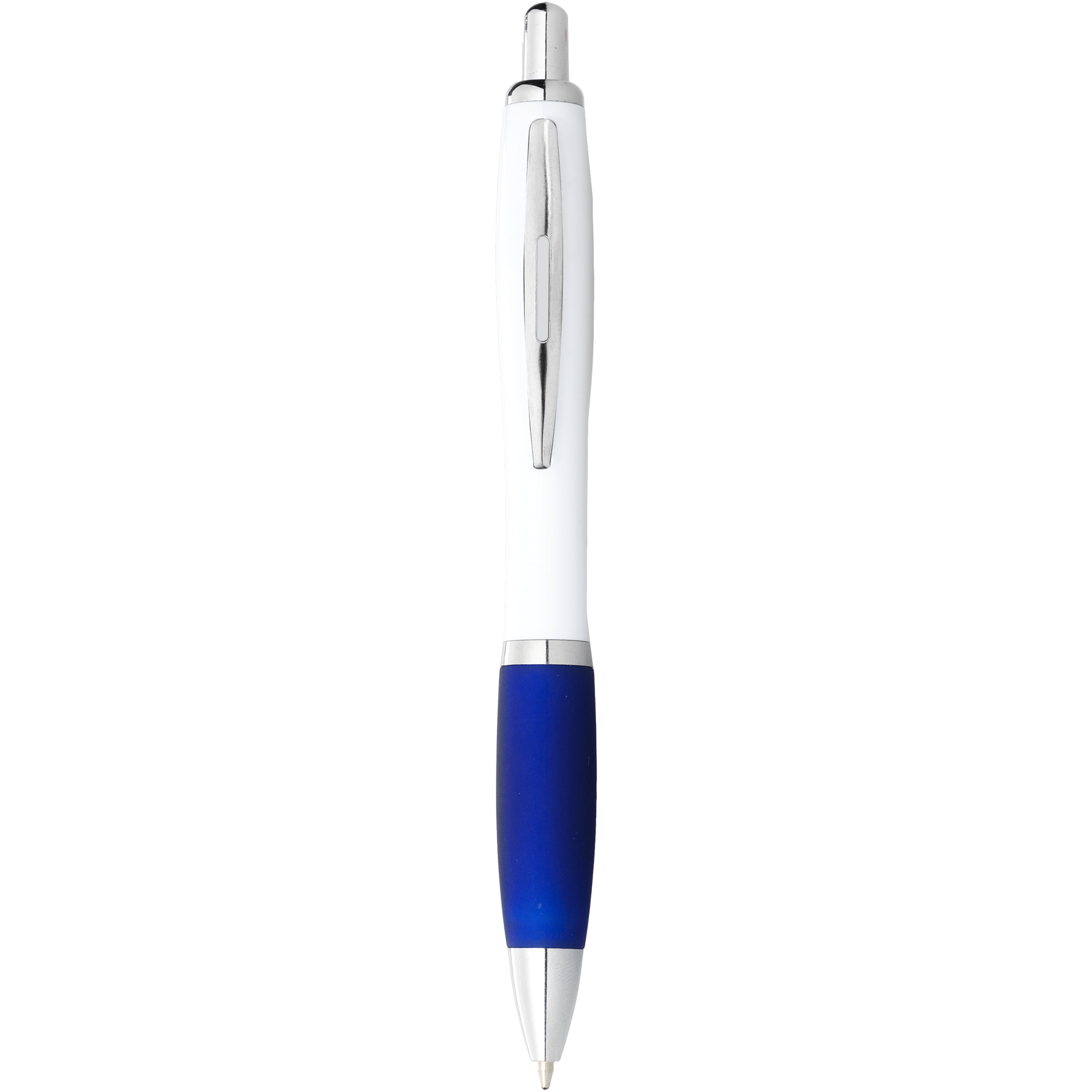 White Barrel Ballpoint Pen with Coloured Grip