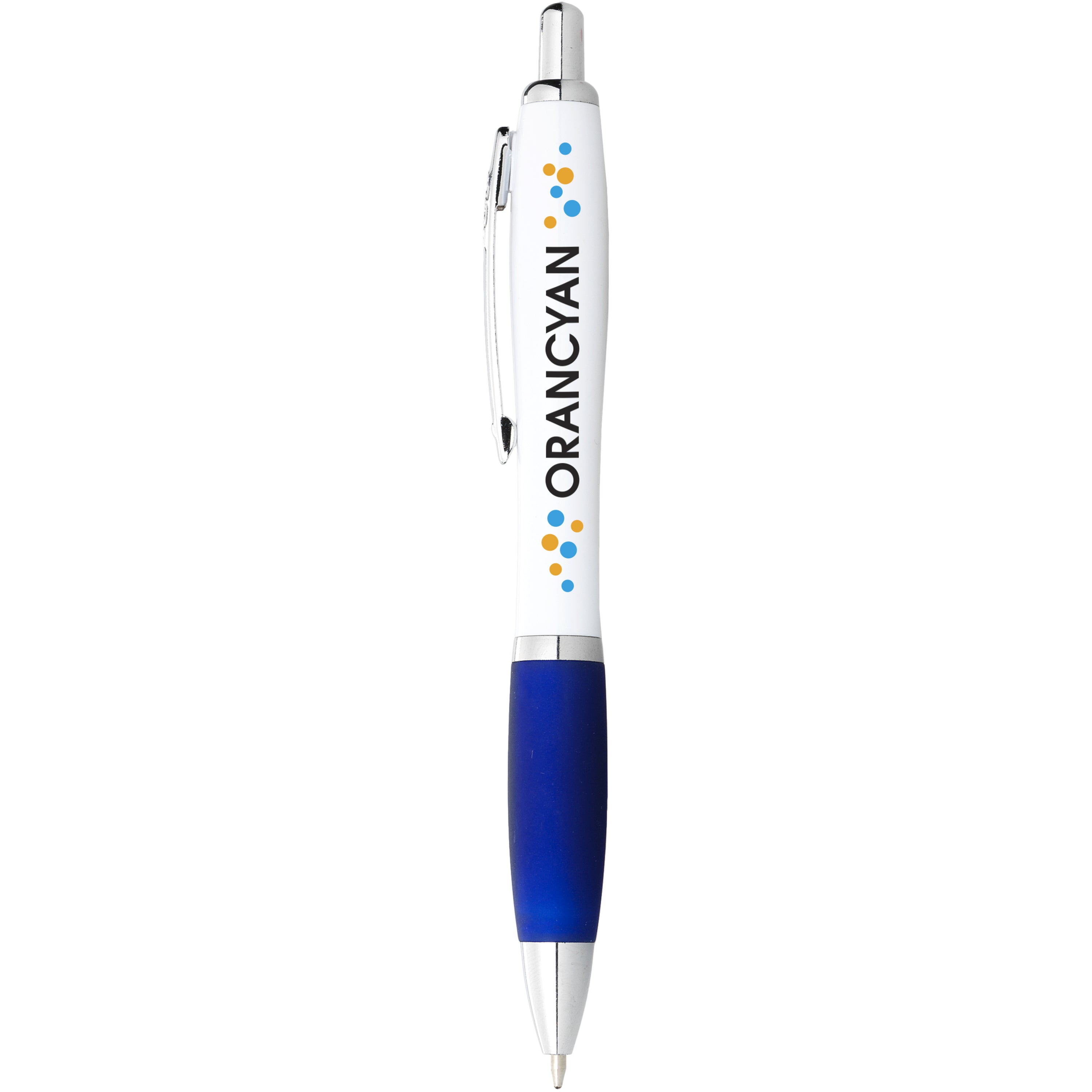 White Barrel Ballpoint Pen with Coloured Grip