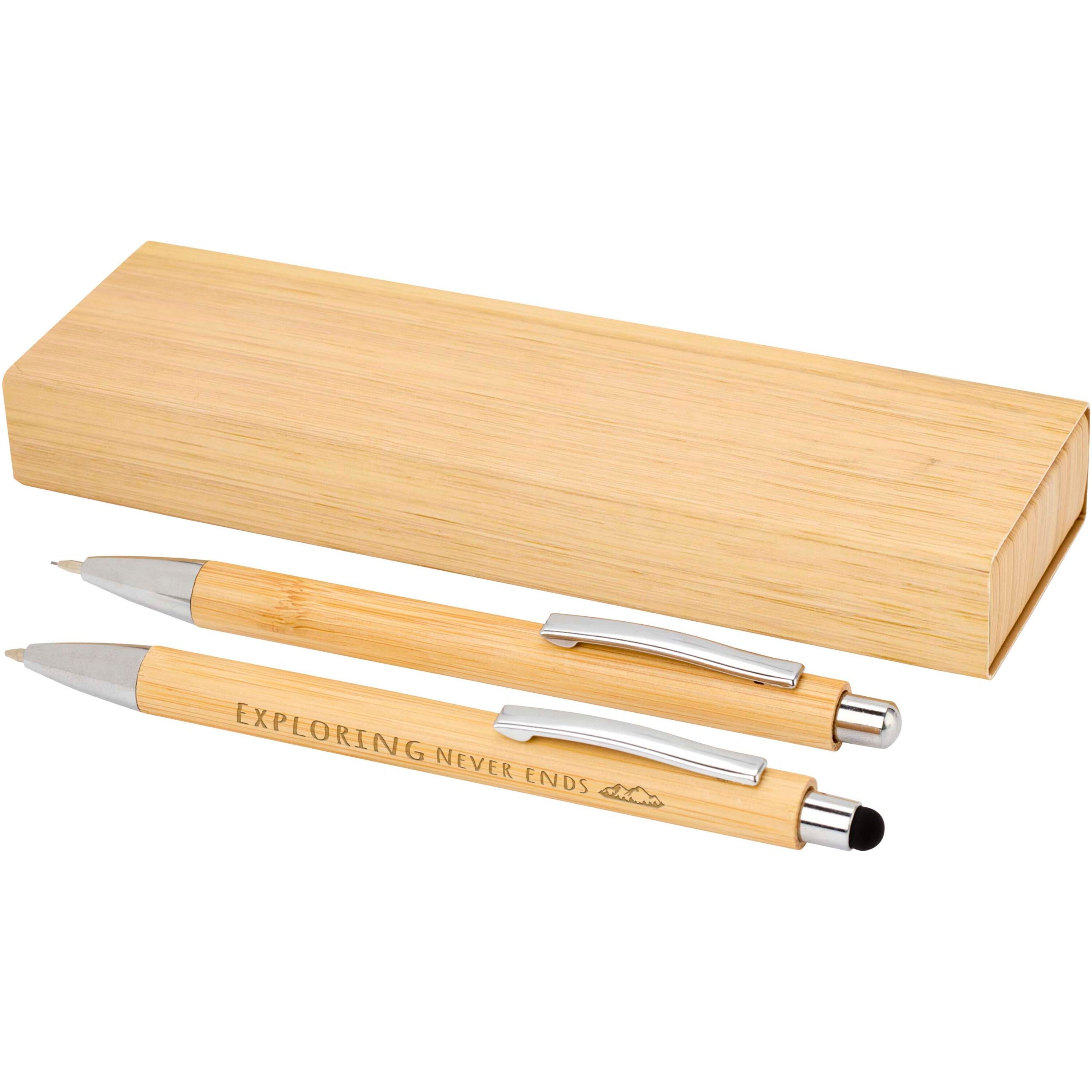Oblys Bamboo Ballpoint Pen and Mechanical Pencil Set