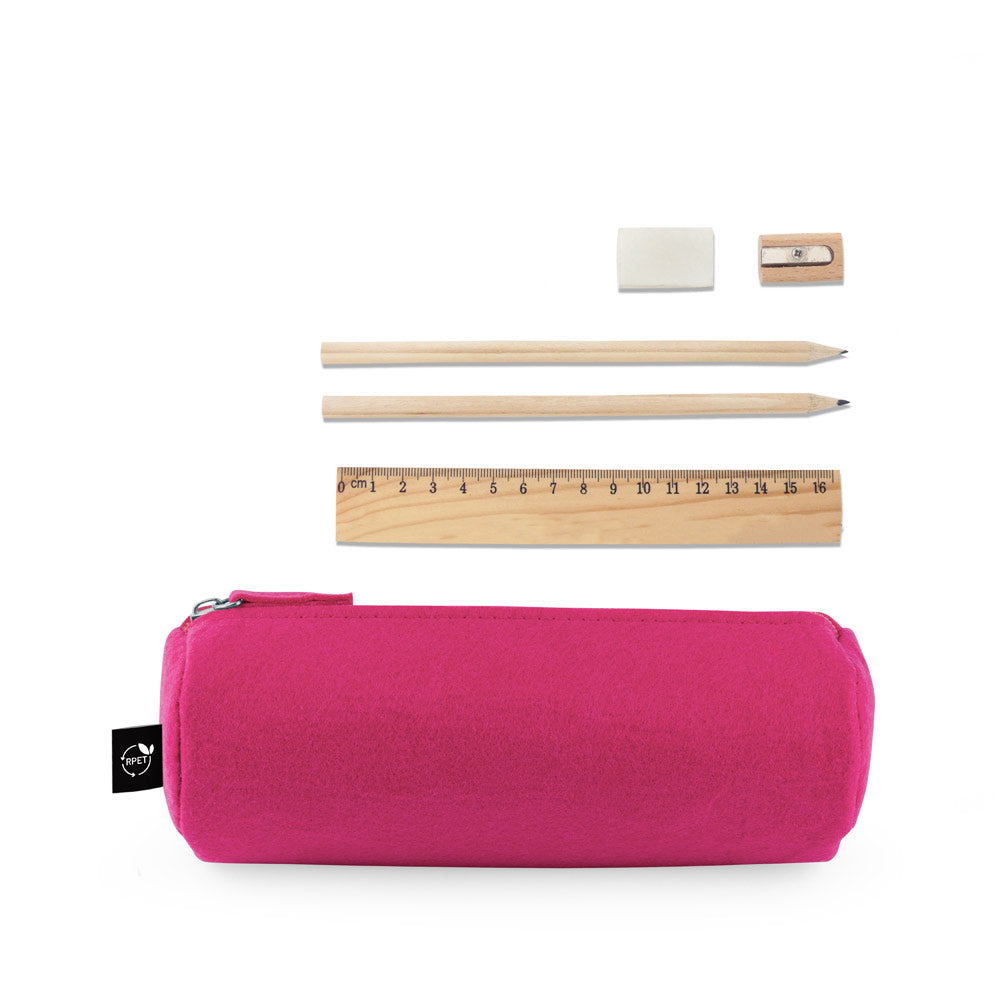 Nomad. Multi-Purpose Case In Recycled Felt (100% Rpet) With Ruler, Pencils, Rubber And Sharpener