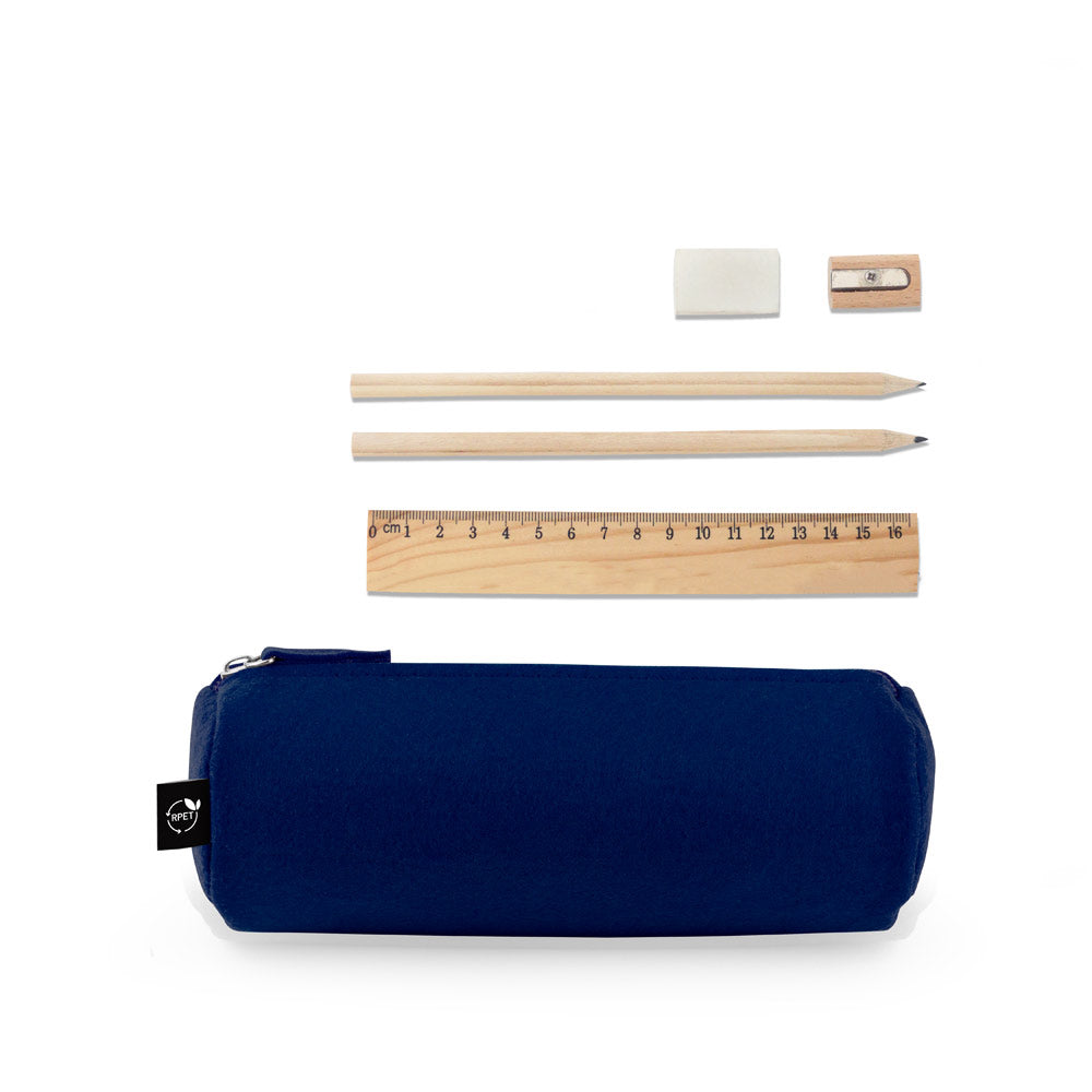 Nomad. Multi-Purpose Case In Recycled Felt (100% Rpet) With Ruler, Pencils, Rubber And Sharpener