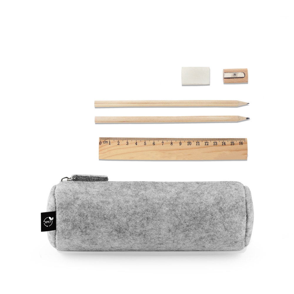 Nomad. Multi-Purpose Case In Recycled Felt (100% Rpet) With Ruler, Pencils, Rubber And Sharpener