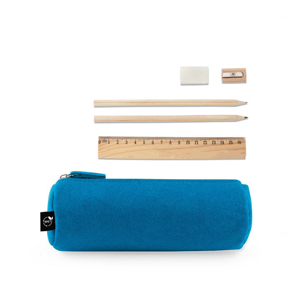 Nomad. Multi-Purpose Case In Recycled Felt (100% Rpet) With Ruler, Pencils, Rubber And Sharpener