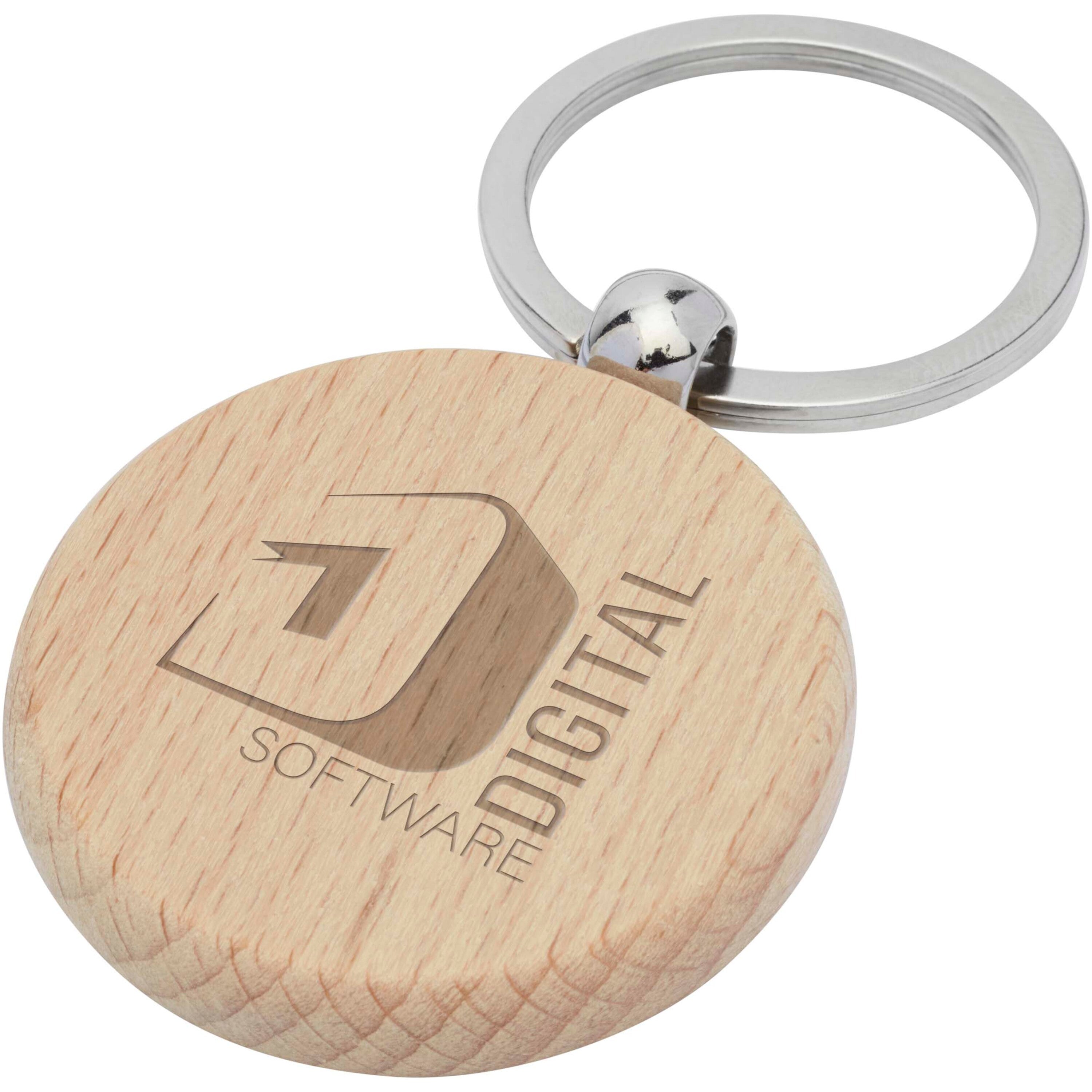 Giovanni Beech Wood Round Keyring