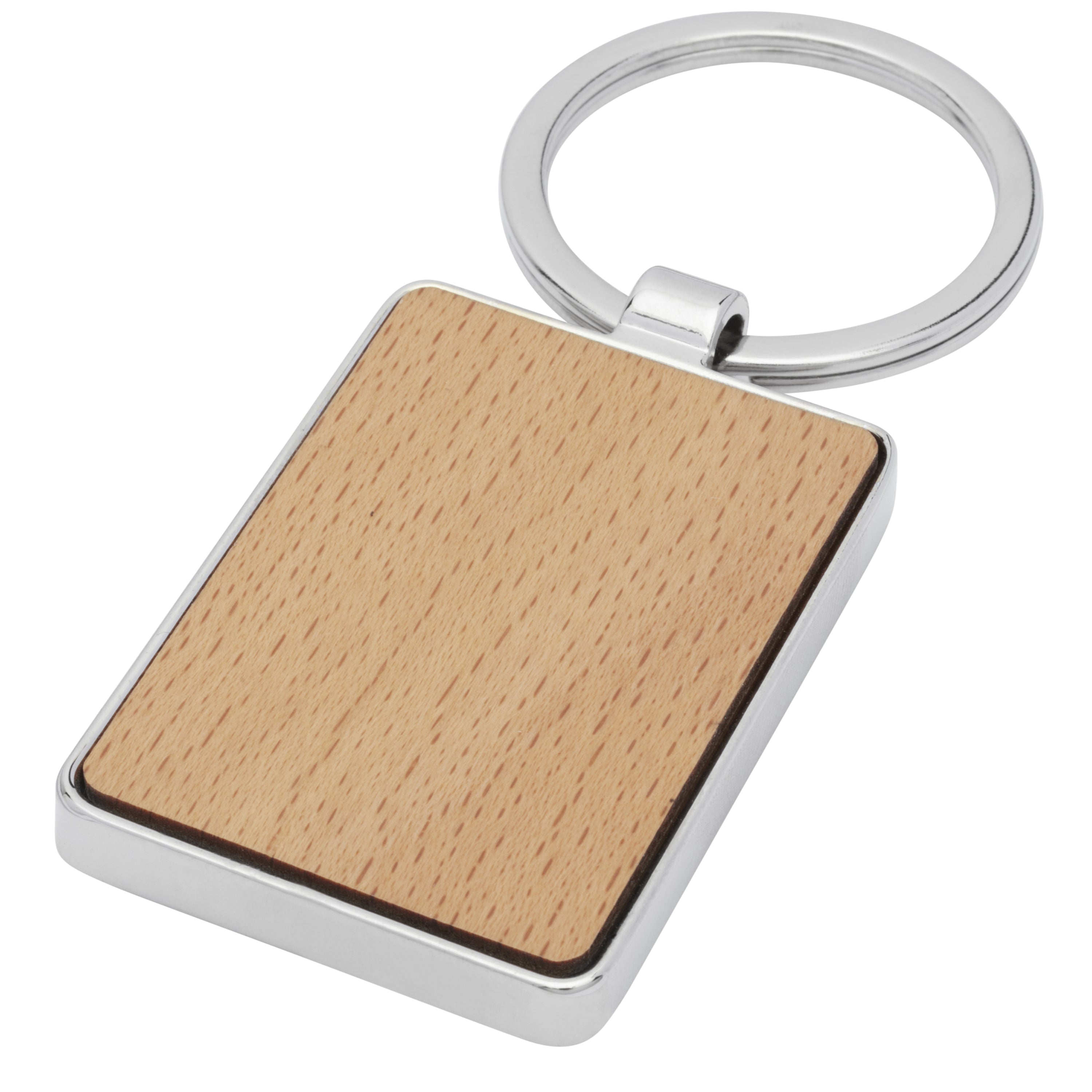 Mauro Beech Wood Rectangular Keyring