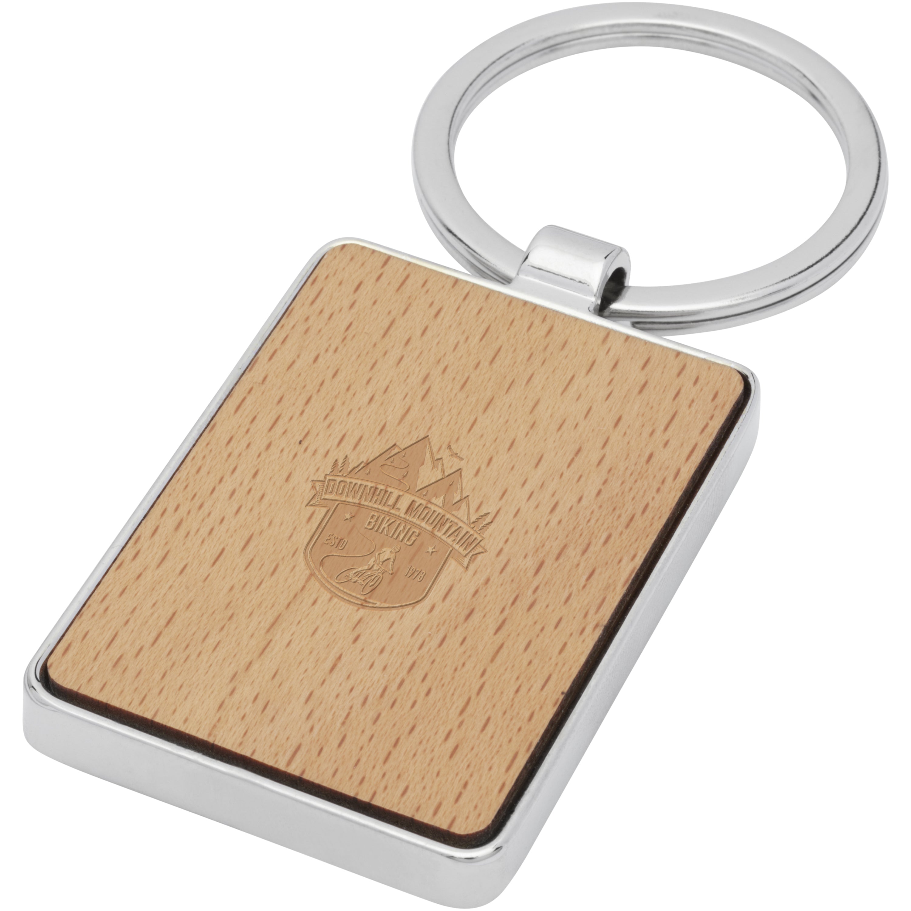 Mauro Beech Wood Rectangular Keyring