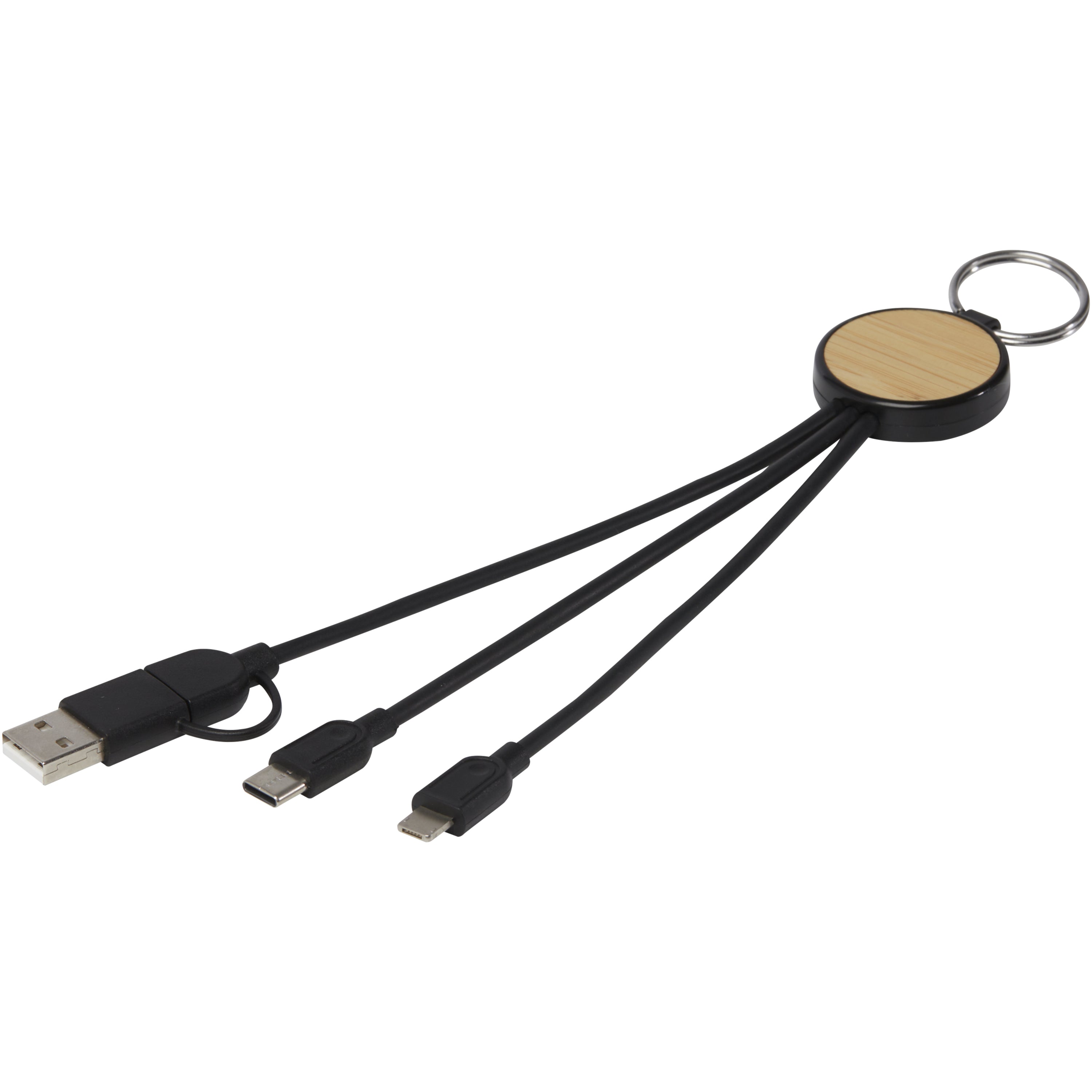 Tecta 6-in-1 Bamboo Charging Cable Keyring