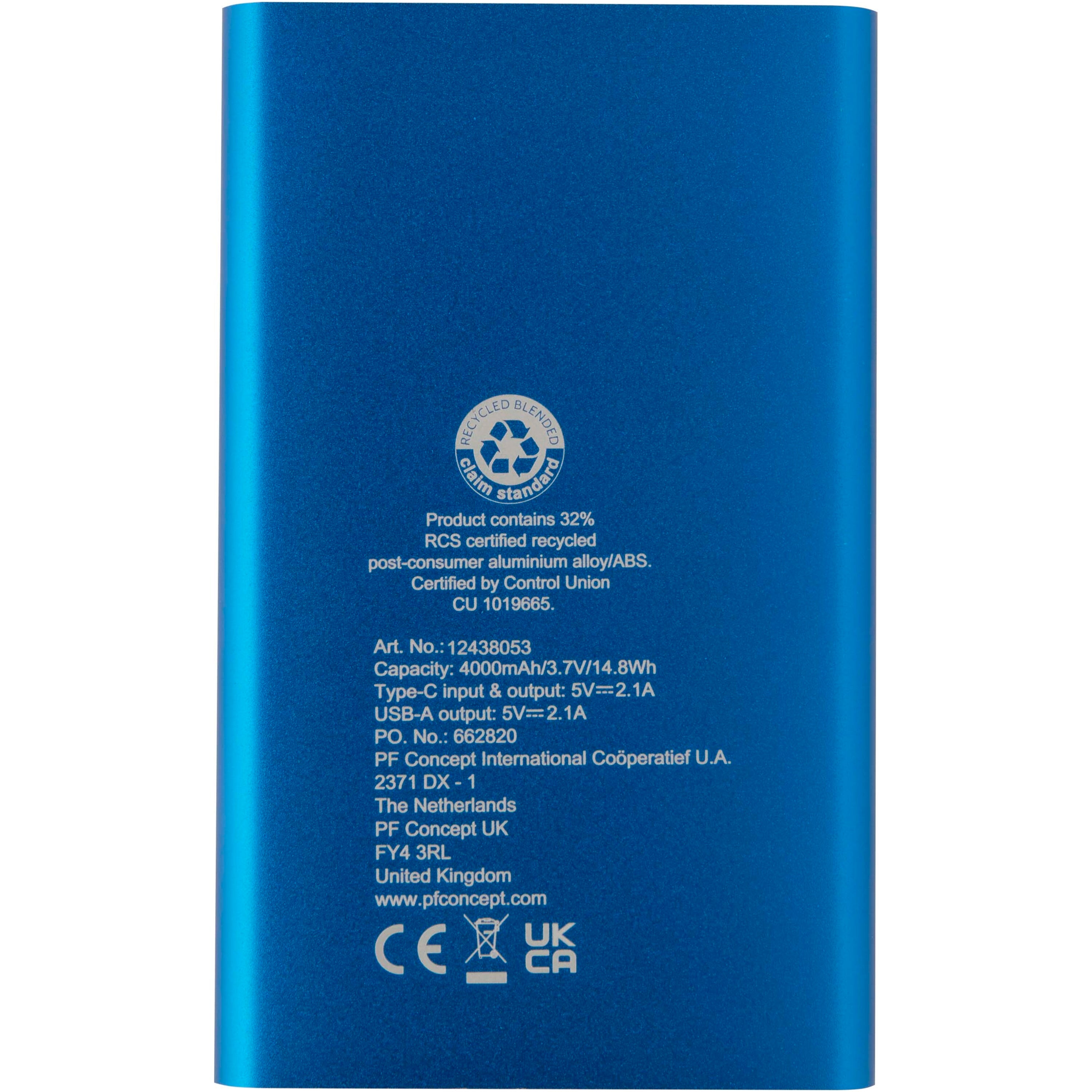 Pep 4000mAh Type-C Recycled Aluminium Powerbank