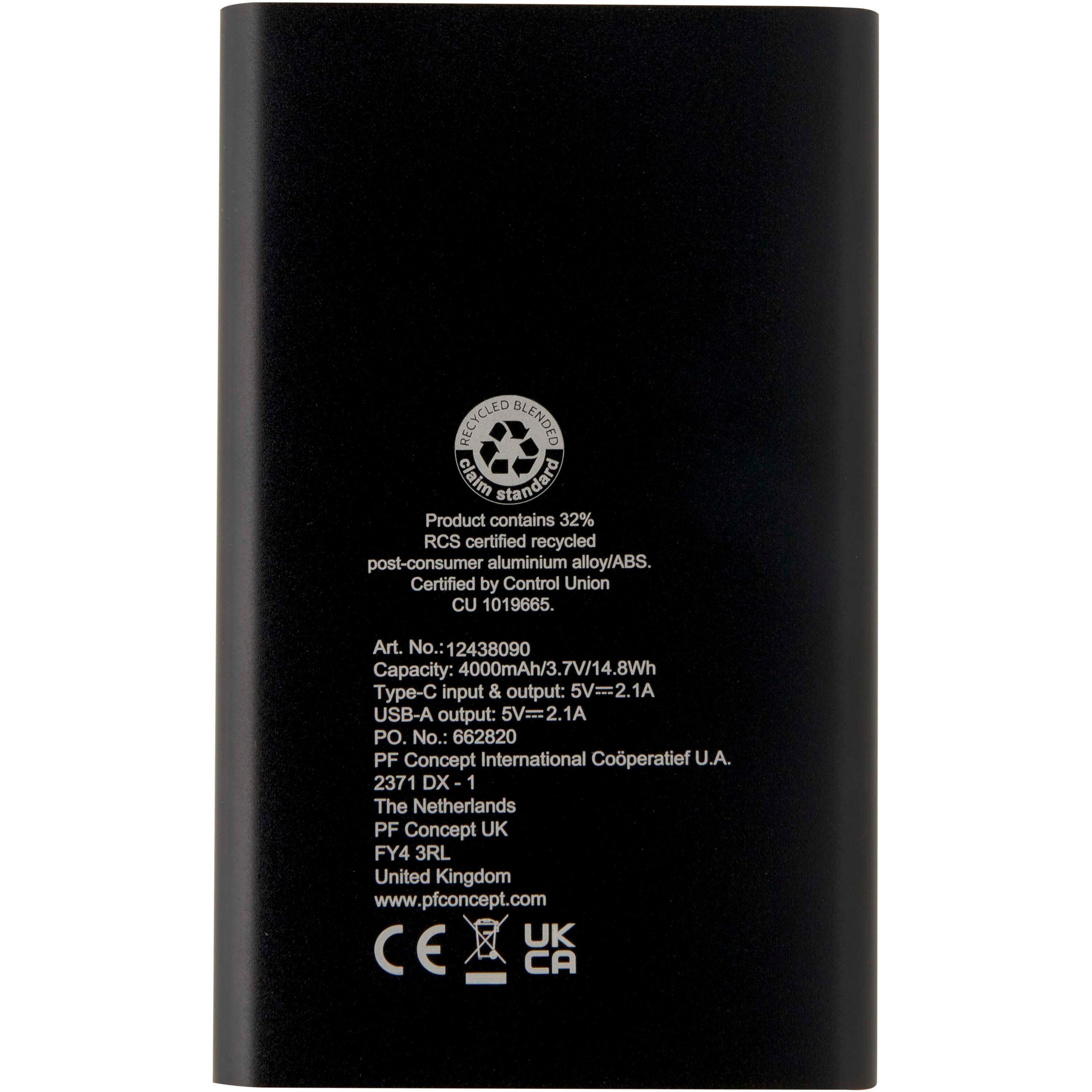 Pep 4000mAh Type-C Recycled Aluminium Powerbank