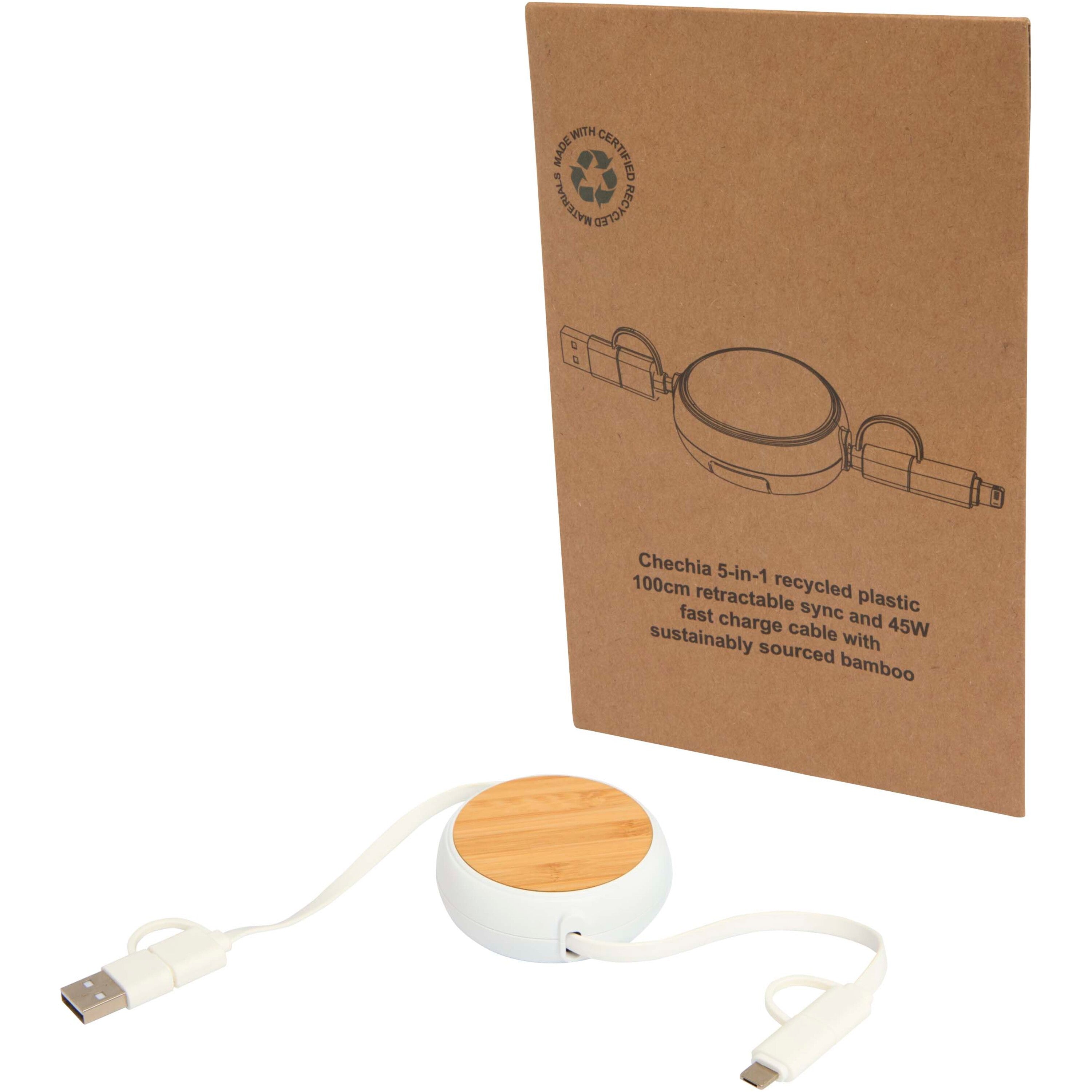 5-in-1 Recycled Retractable Data Sync and Charging Cable