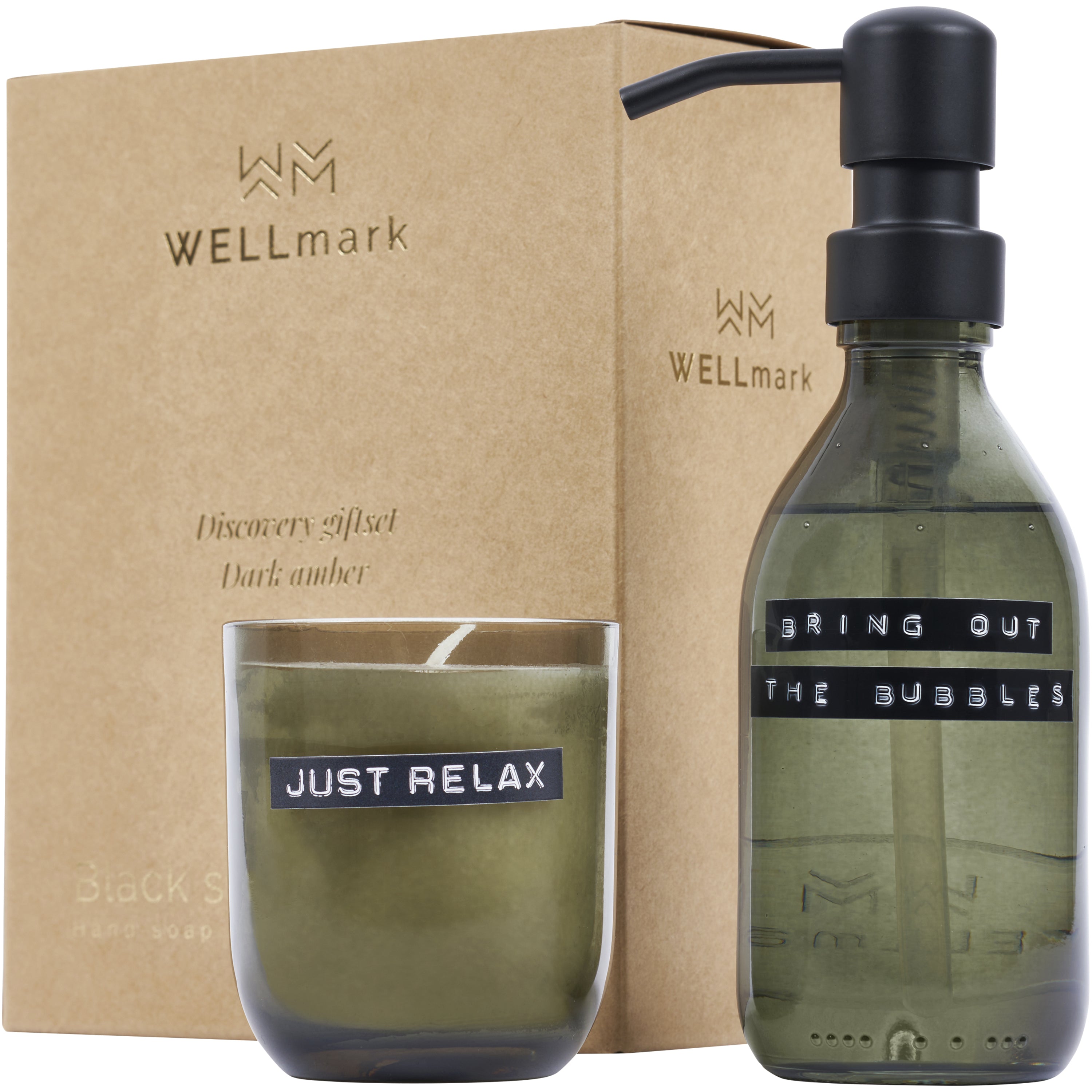 Dark Amber Hand Soap and Scented Candle Gift Set