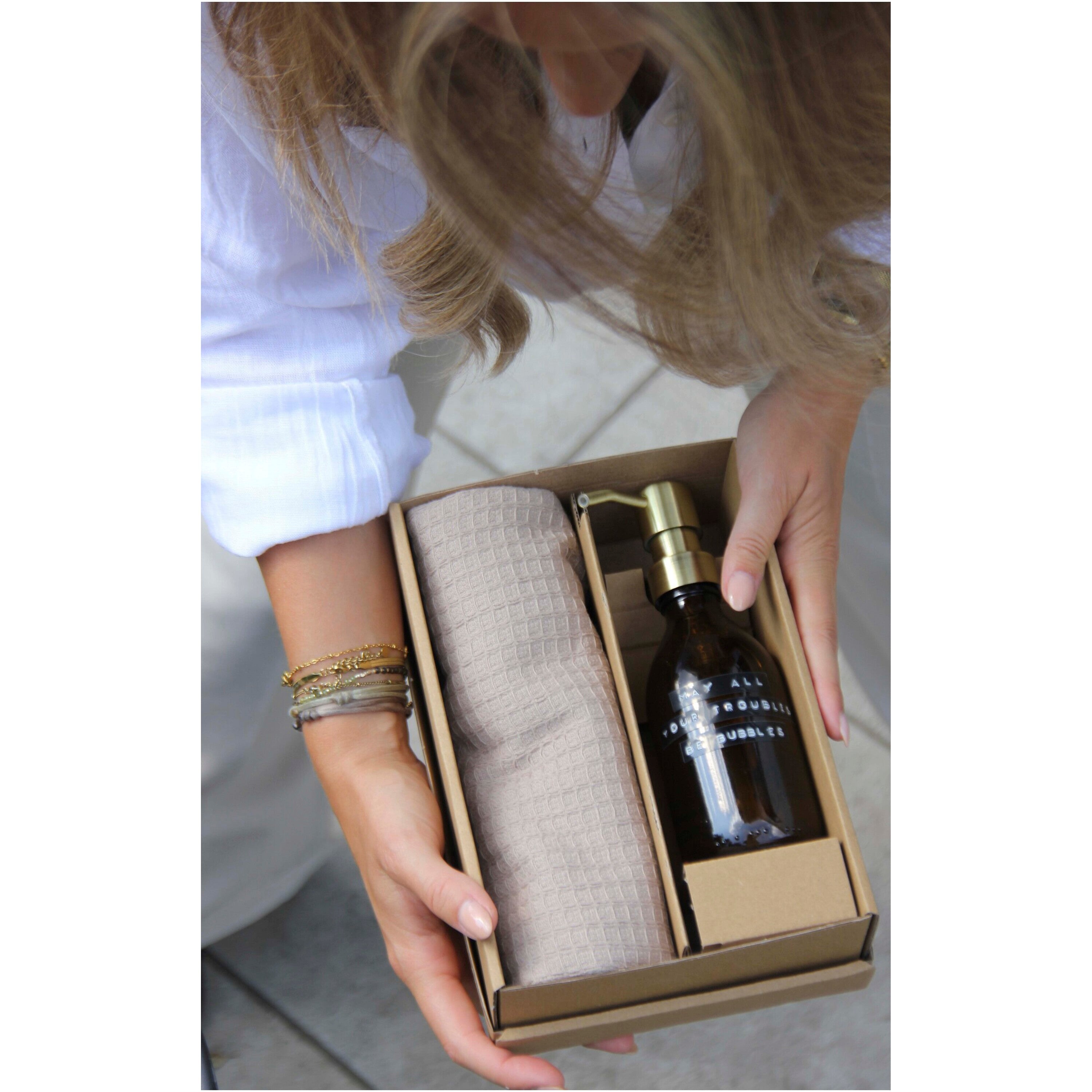 Organic Cotton Tea Towel and Hand Soap Gift Set