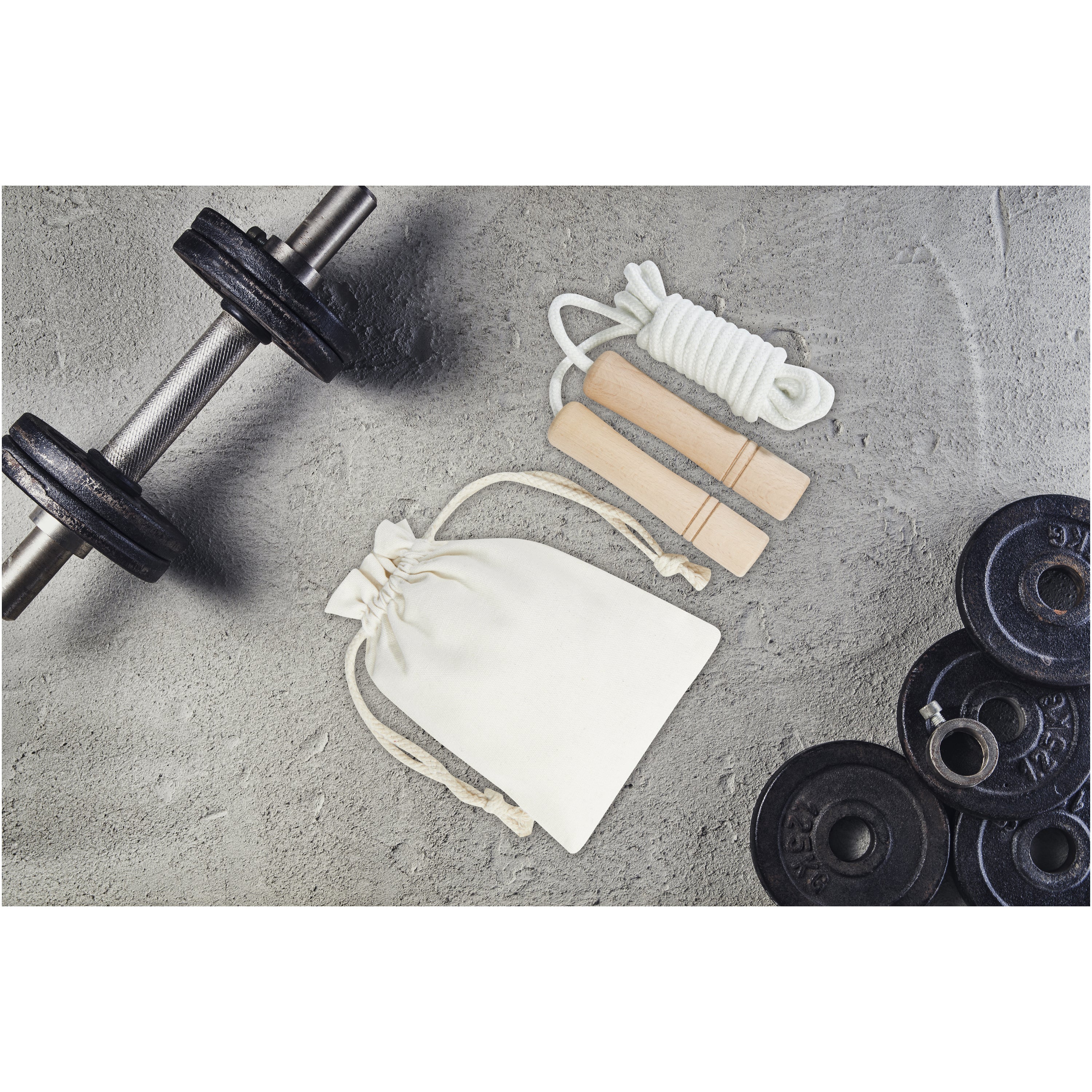 Beech Wood Handled Skipping Rope in Cotton Pouch