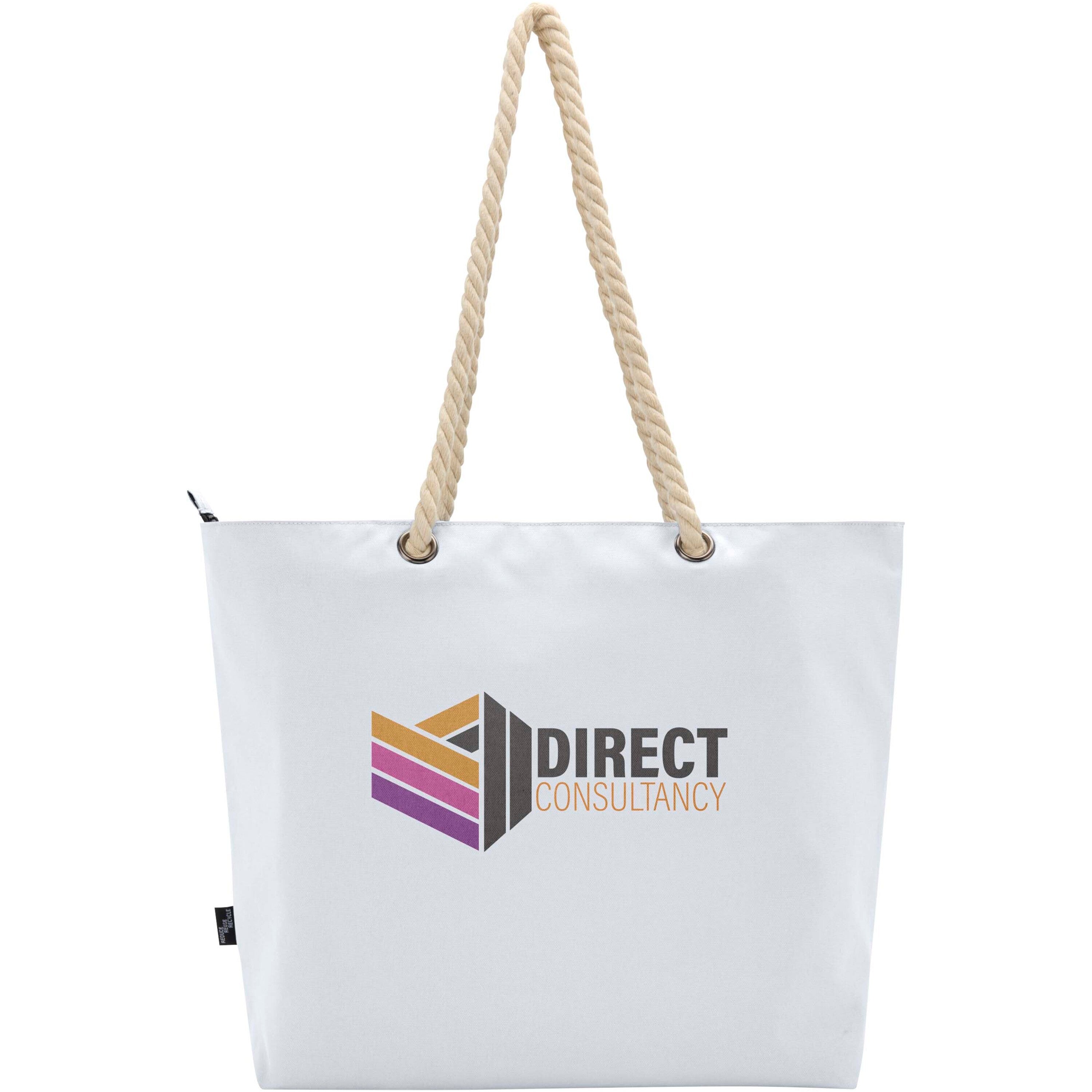 Recycled Beach Cooler Tote Bag with Cord Handles