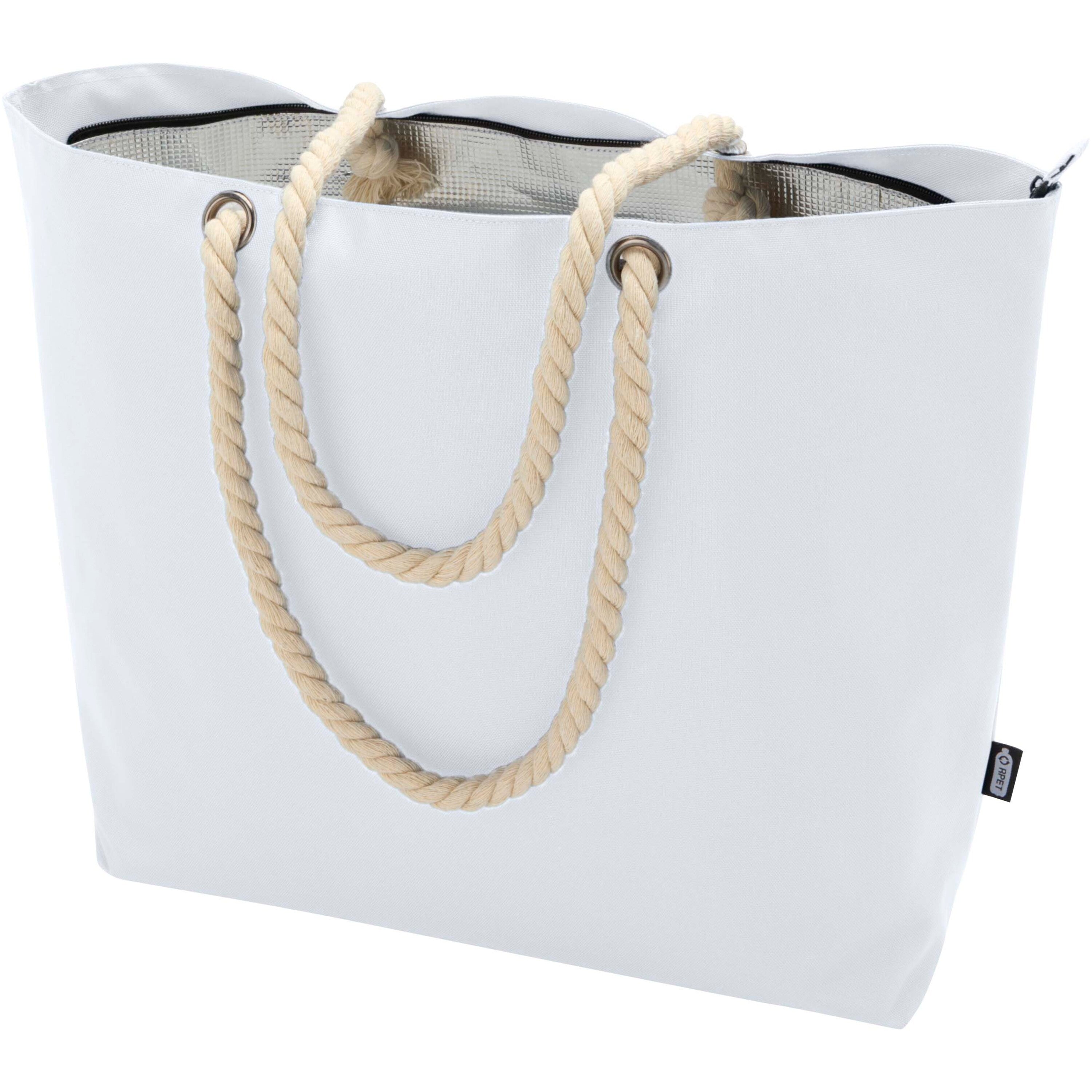 Recycled Beach Cooler Tote Bag with Cord Handles