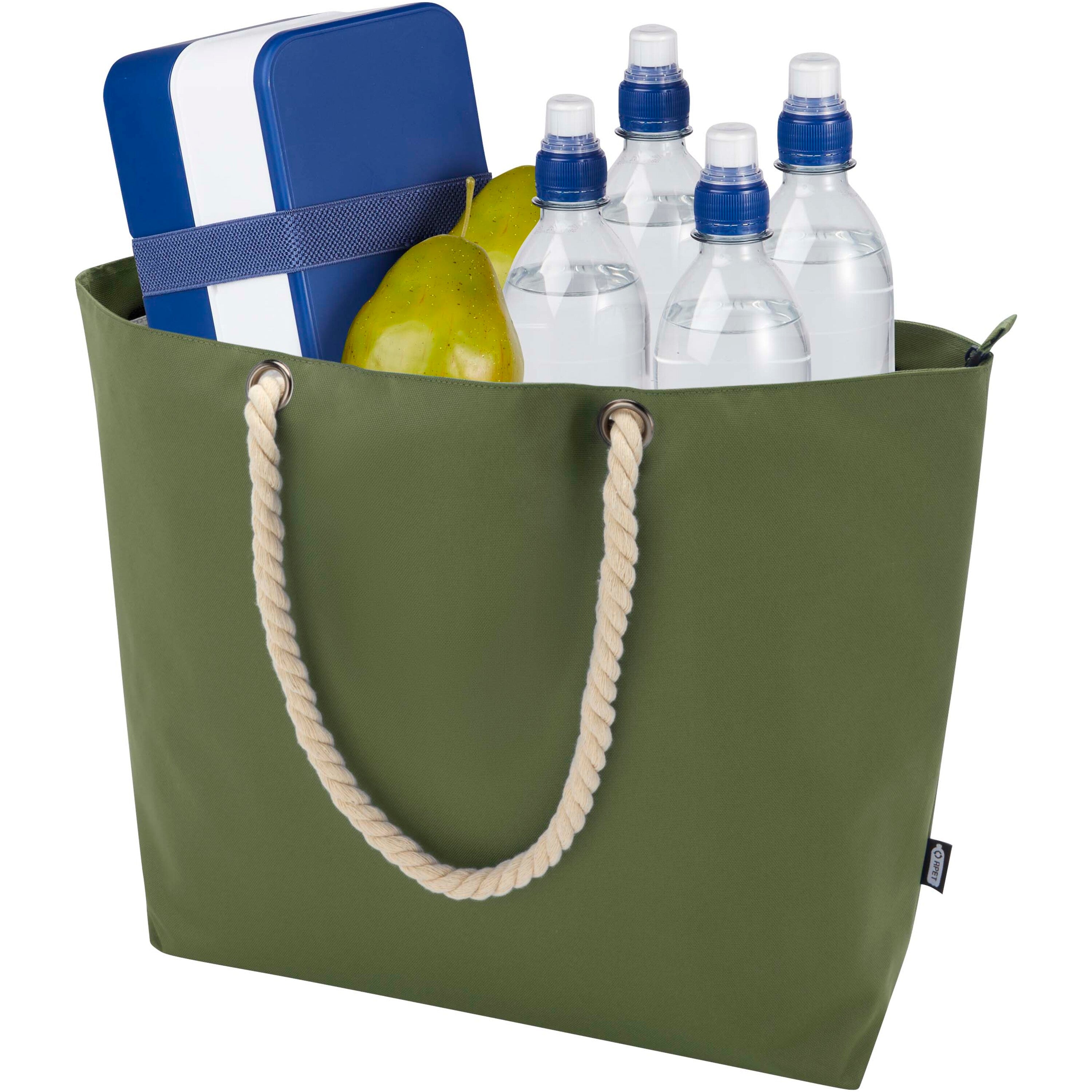 Recycled Beach Cooler Tote Bag with Cord Handles
