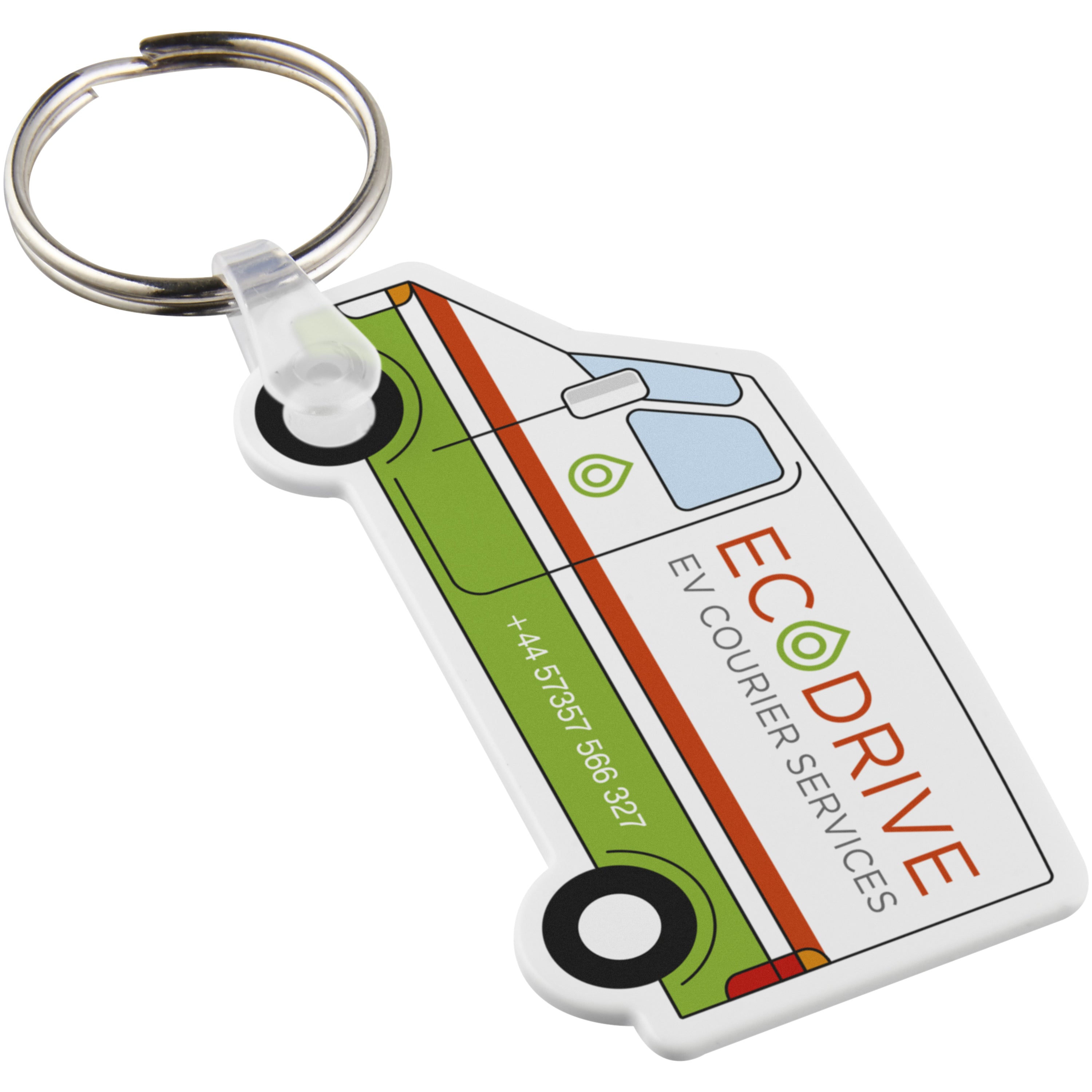 White Van Shaped Recycled Keyring