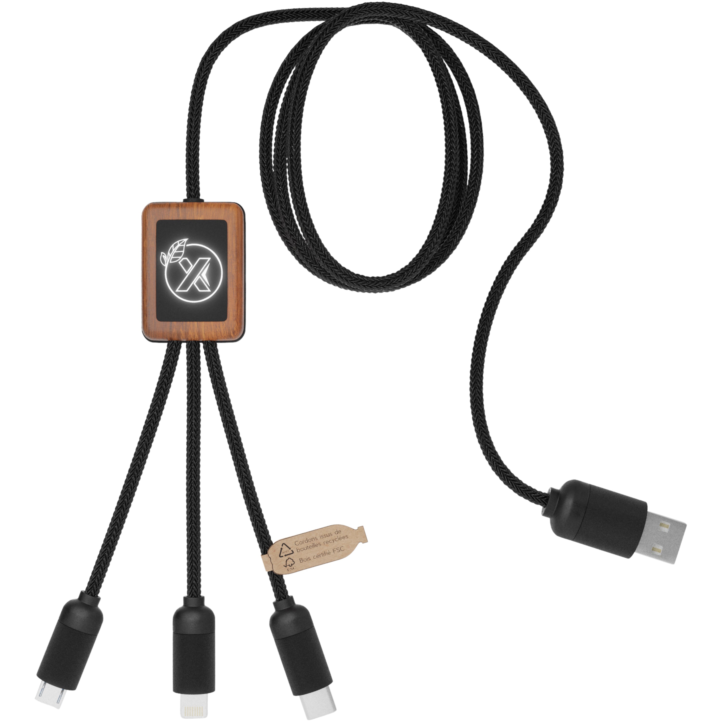 SCX 3-in-1 Bamboo Charging Cable