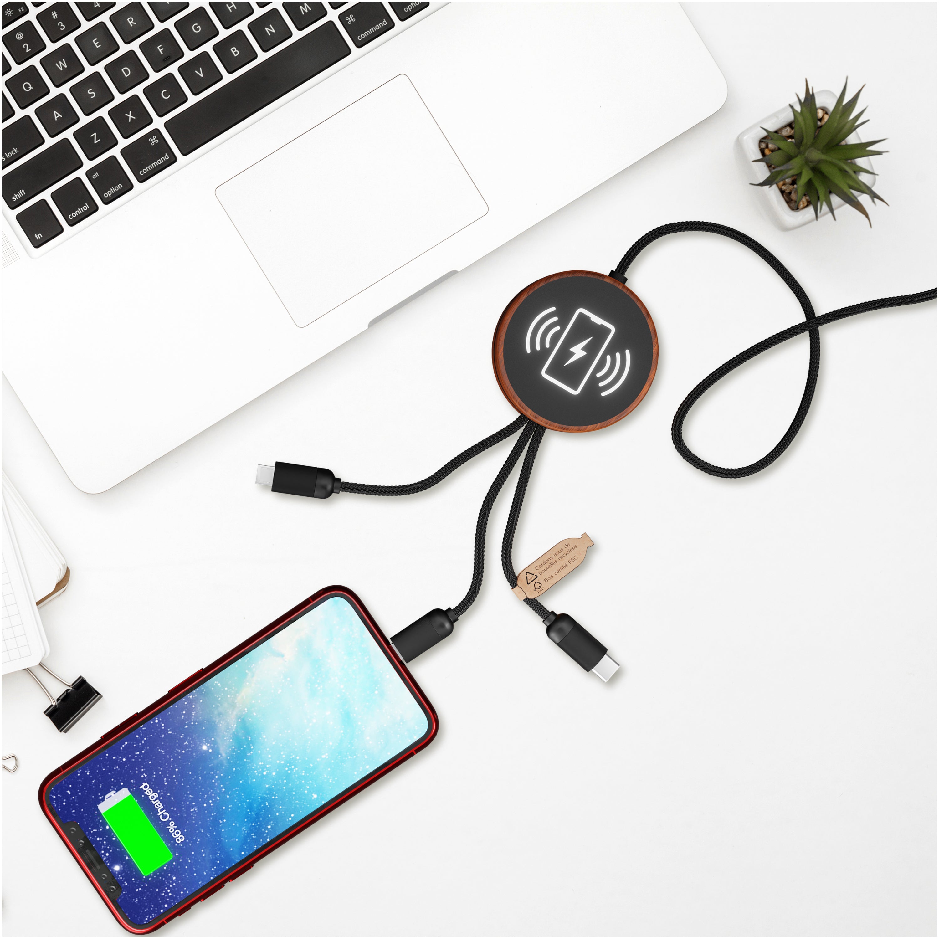 Recycled Plastic Light Up Charging Cable and Pad