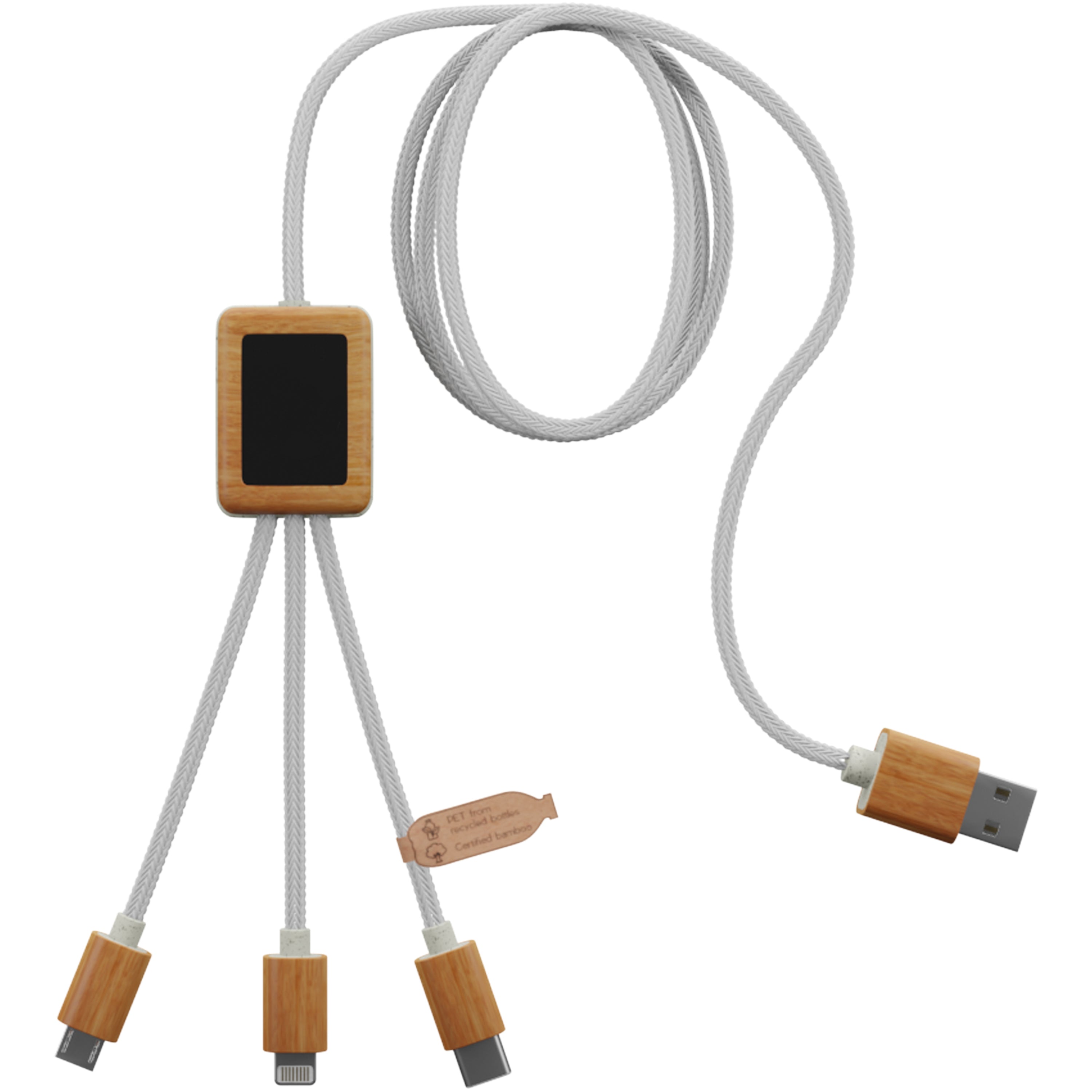 3-in-1 Charging Cable with Square Bamboo casing