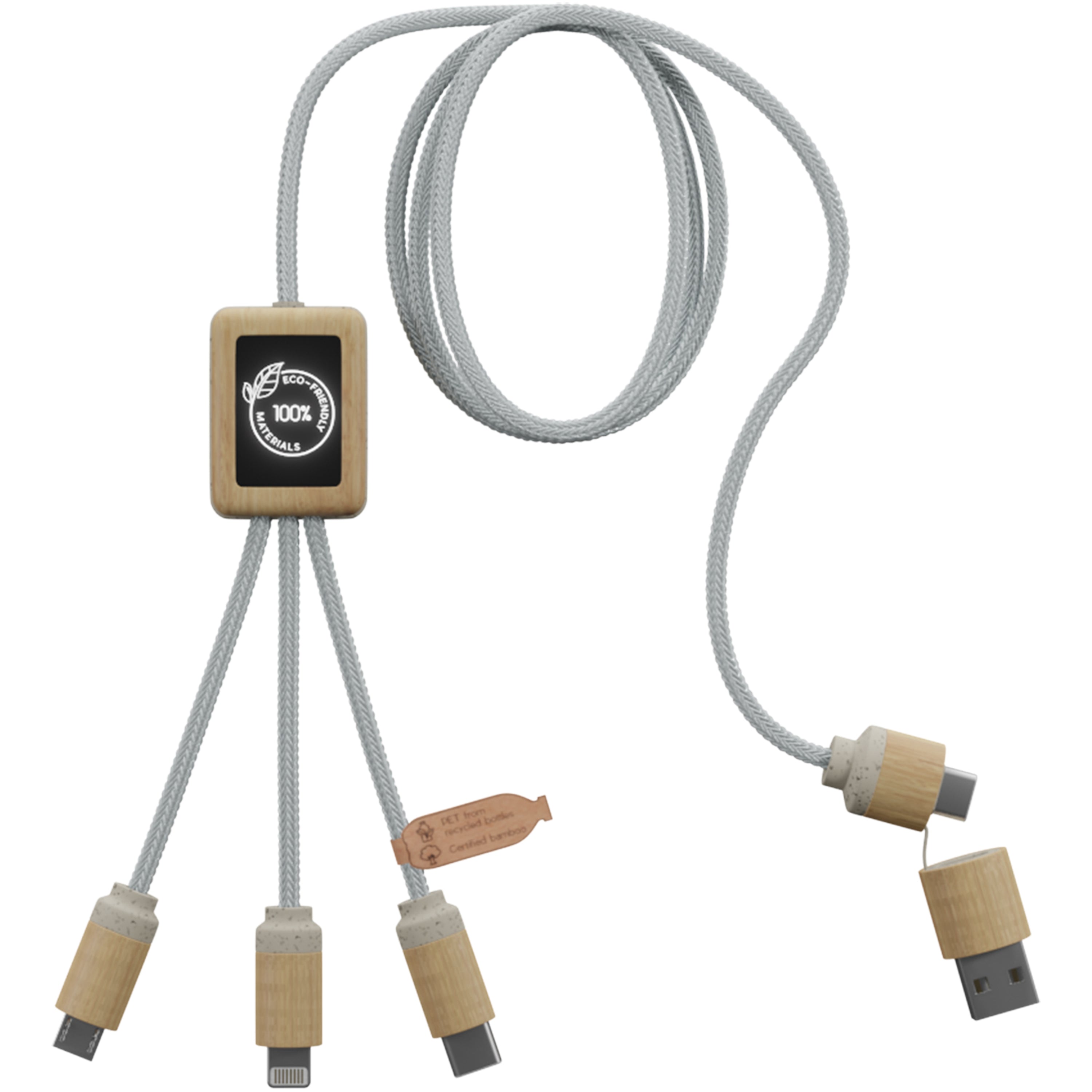 5-in-1 Wheat Fibre and Bamboo Charging Cable