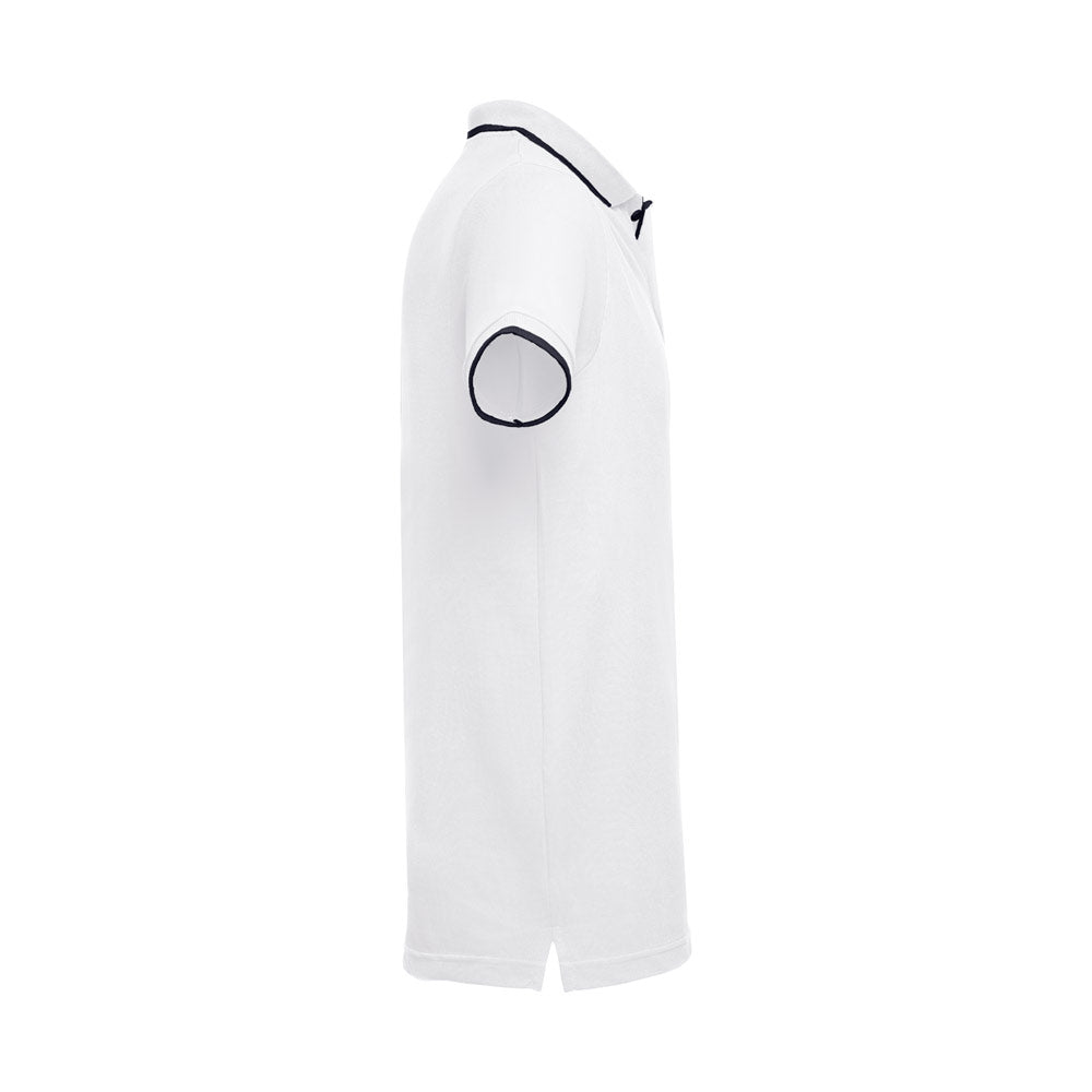 Thc Rome Wh. Men's Polo Shirt With Contrast Colour Trim And Buttons. White