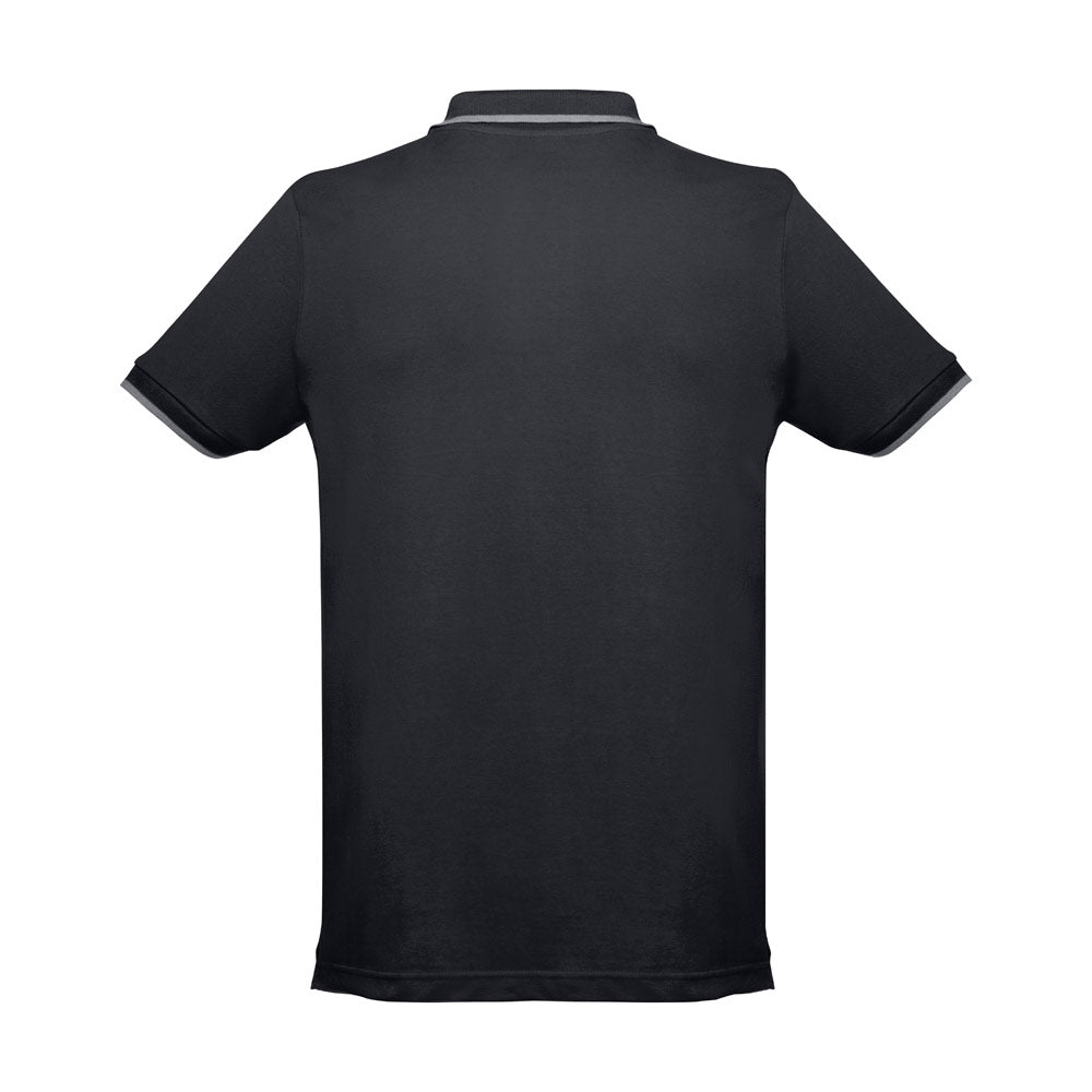Thc Rome. Men's Polo Shirt With Contrast Colour Trim And Buttons
