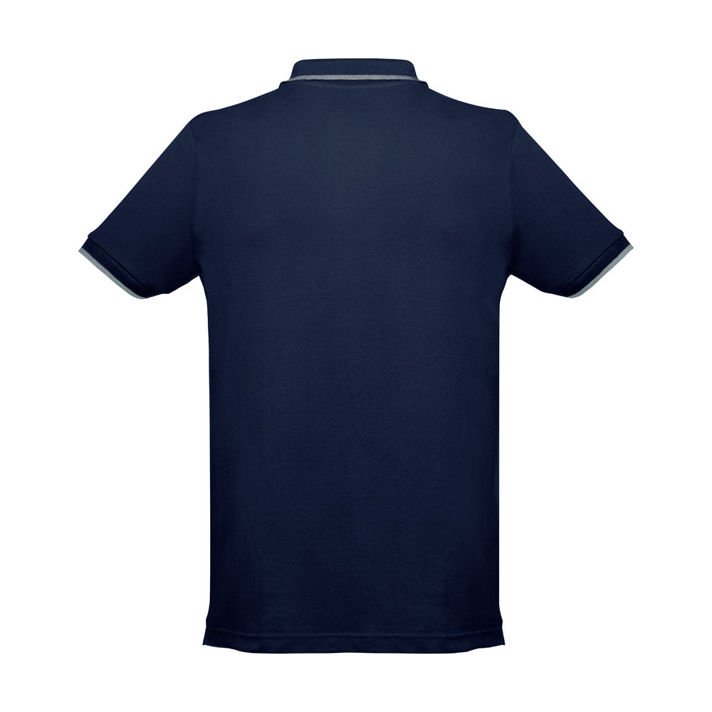 Thc Rome. Men's Polo Shirt With Contrast Colour Trim And Buttons