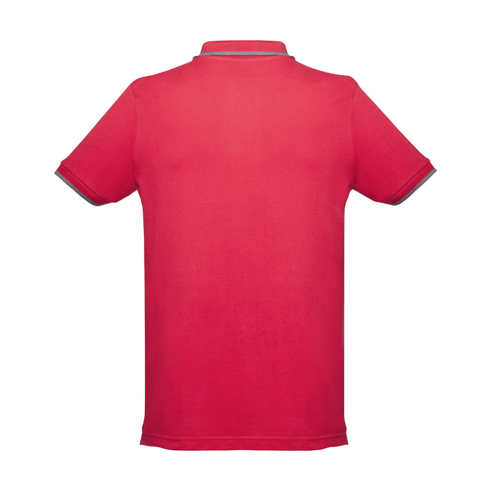 Thc Rome. Men's Polo Shirt With Contrast Colour Trim And Buttons