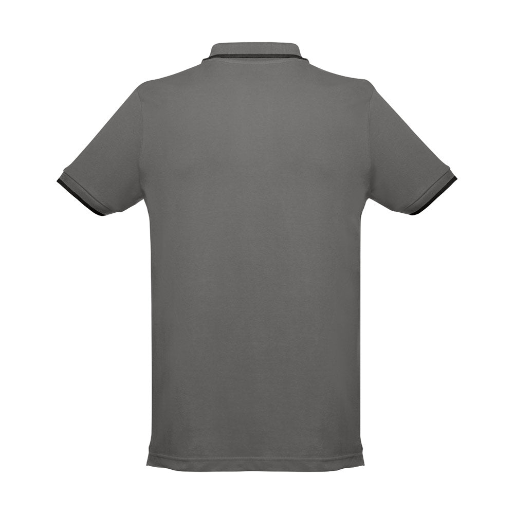 Thc Rome. Men's Polo Shirt With Contrast Colour Trim And Buttons