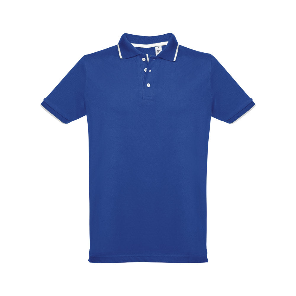 Thc Rome. Men's Polo Shirt With Contrast Colour Trim And Buttons