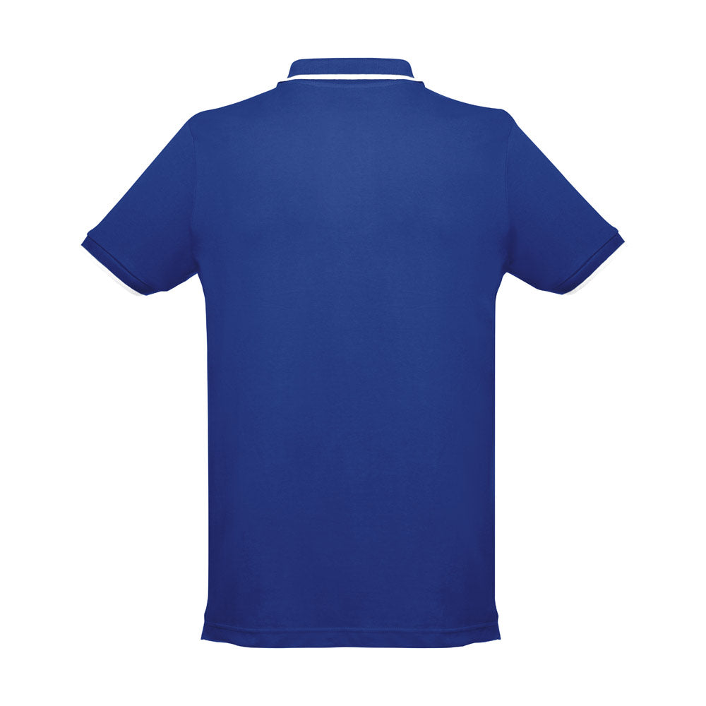 Thc Rome. Men's Polo Shirt With Contrast Colour Trim And Buttons