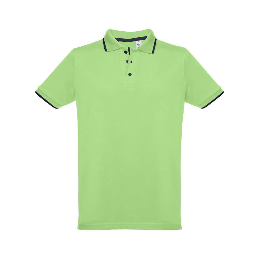 Thc Rome. Men's Polo Shirt With Contrast Colour Trim And Buttons
