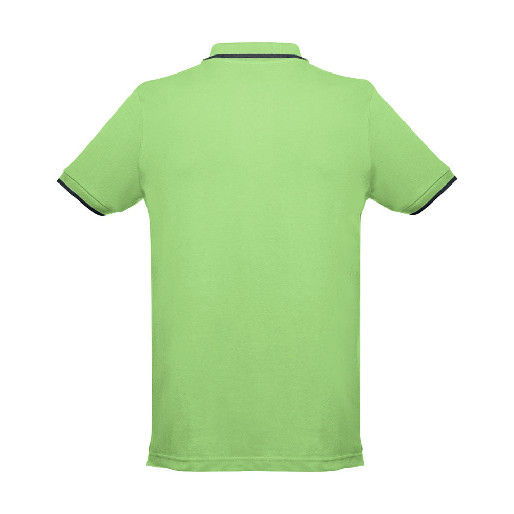Thc Rome. Men's Polo Shirt With Contrast Colour Trim And Buttons