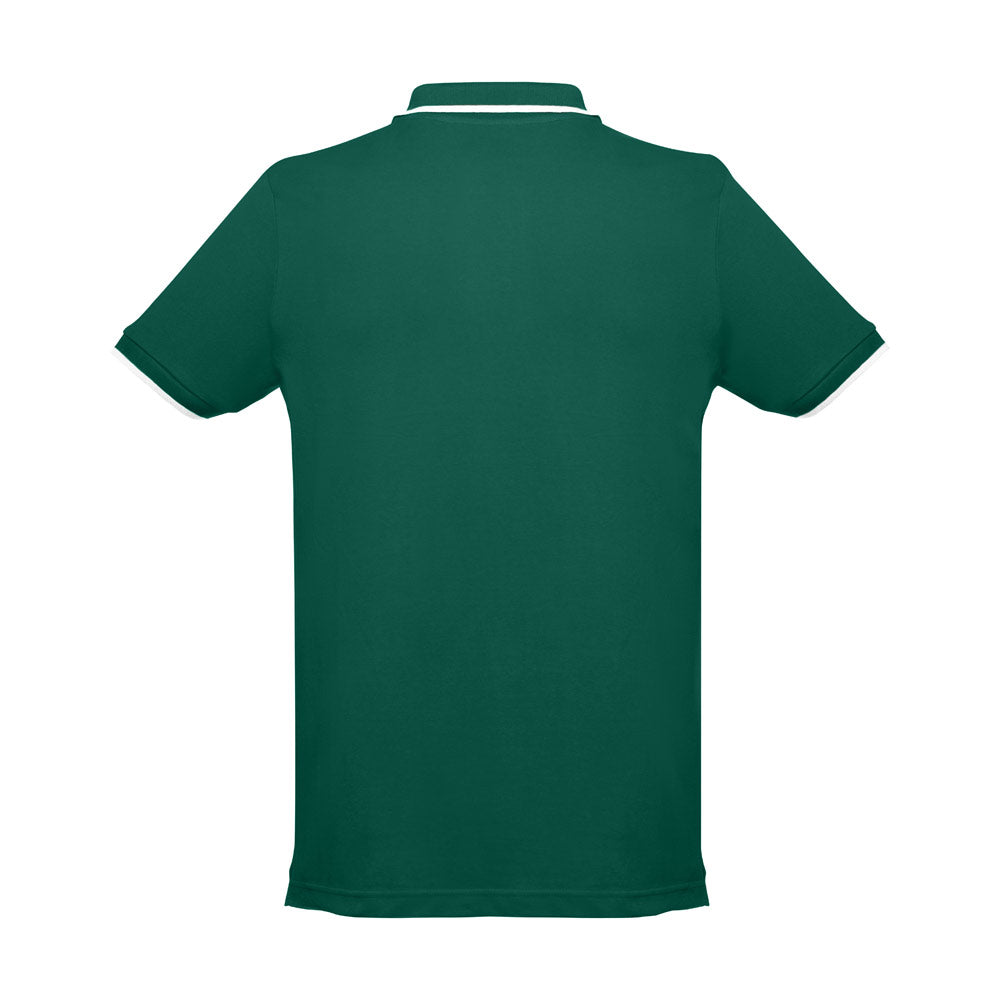 Thc Rome. Men's Polo Shirt With Contrast Colour Trim And Buttons