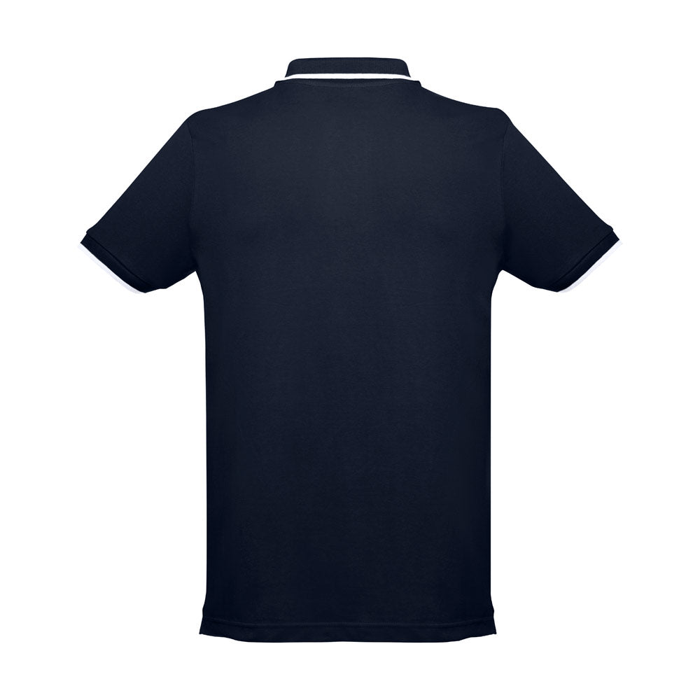Thc Rome. Men's Polo Shirt With Contrast Colour Trim And Buttons