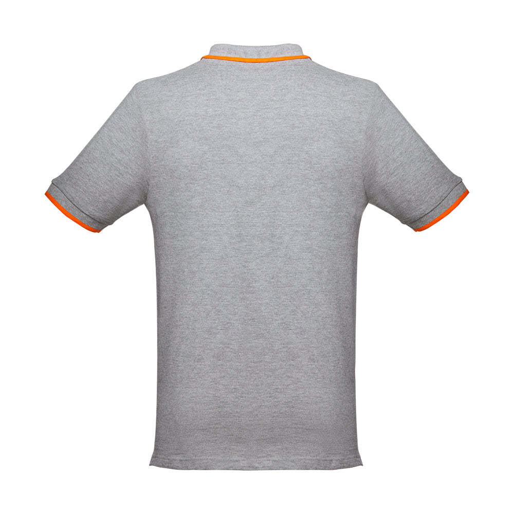 Thc Rome. Men's Polo Shirt With Contrast Colour Trim And Buttons