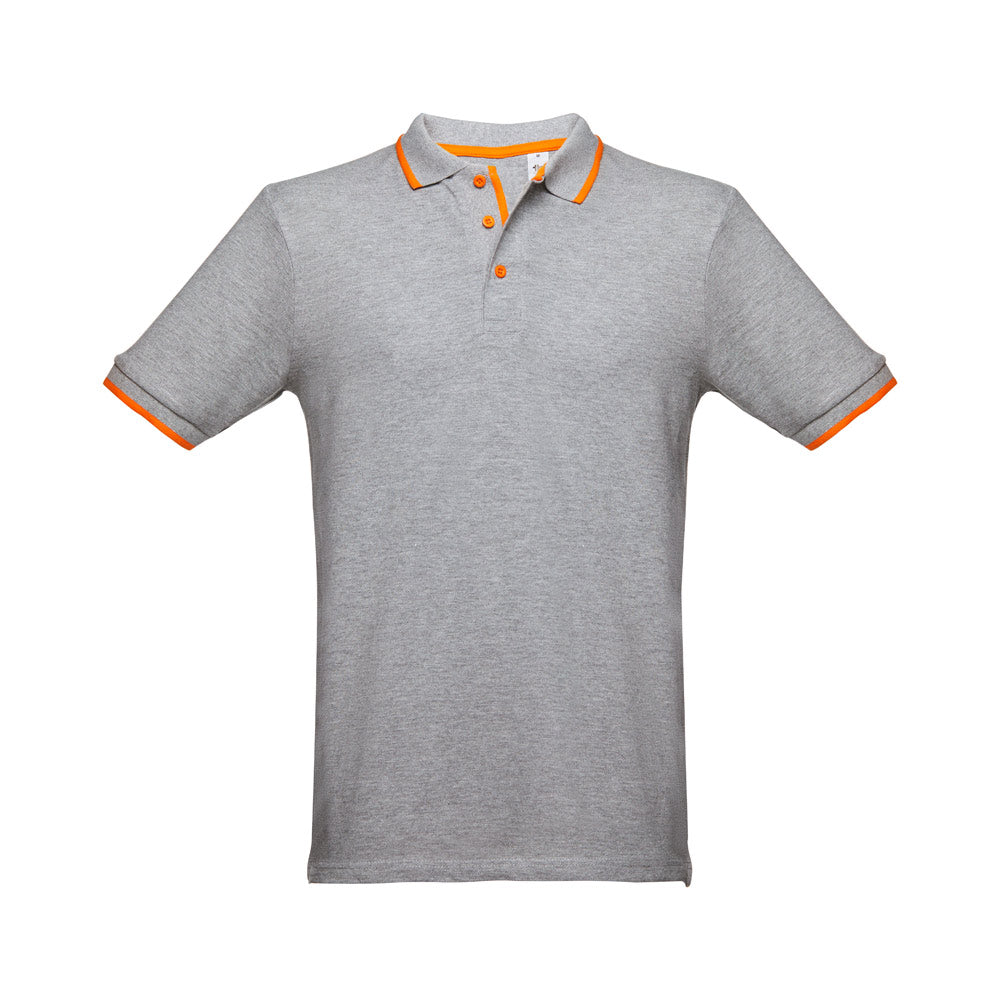 Thc Rome. Men's Polo Shirt With Contrast Colour Trim And Buttons