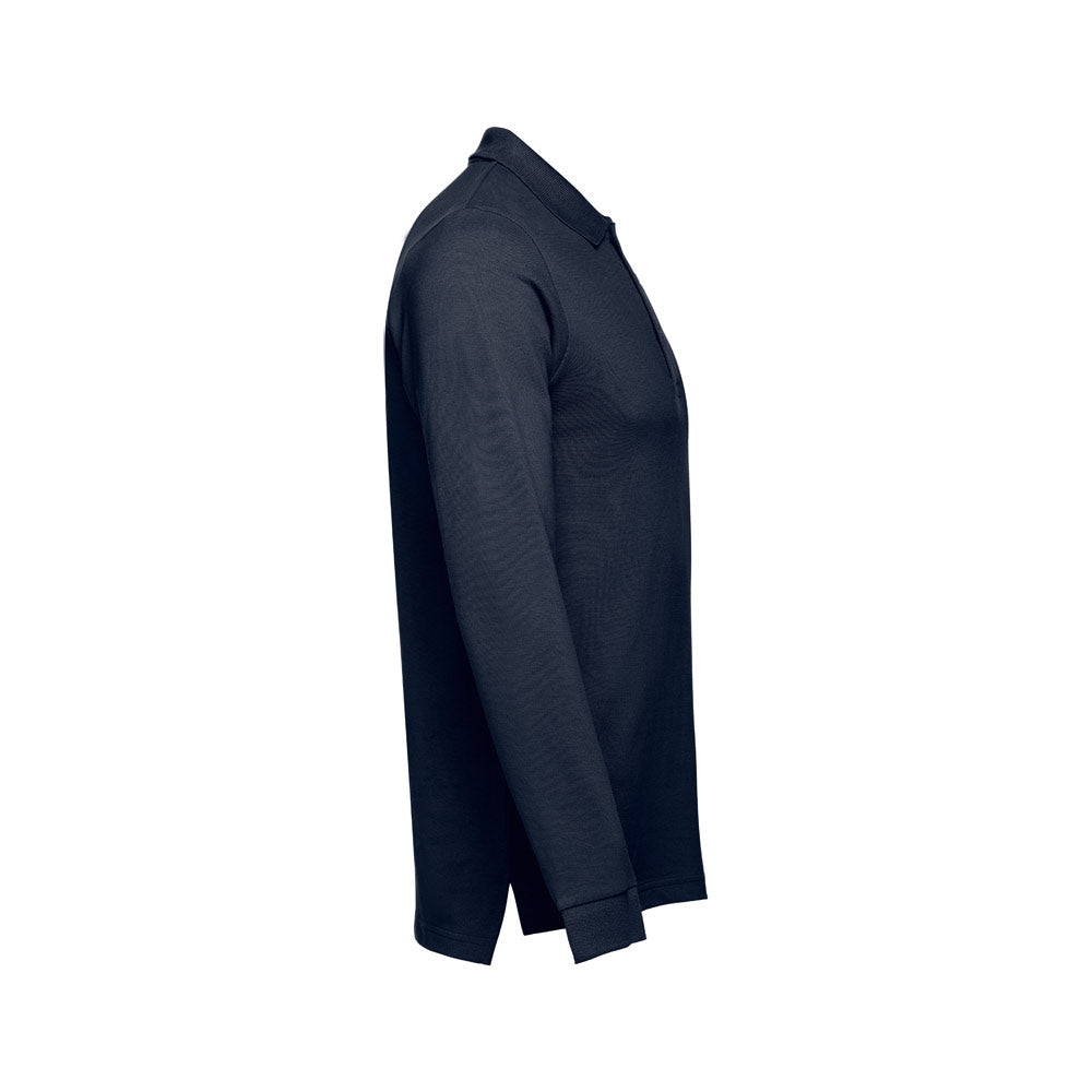 Thc Bern. Men's Long-Sleeved 100% Cotton Piqué Polo Shirt With Removable Label