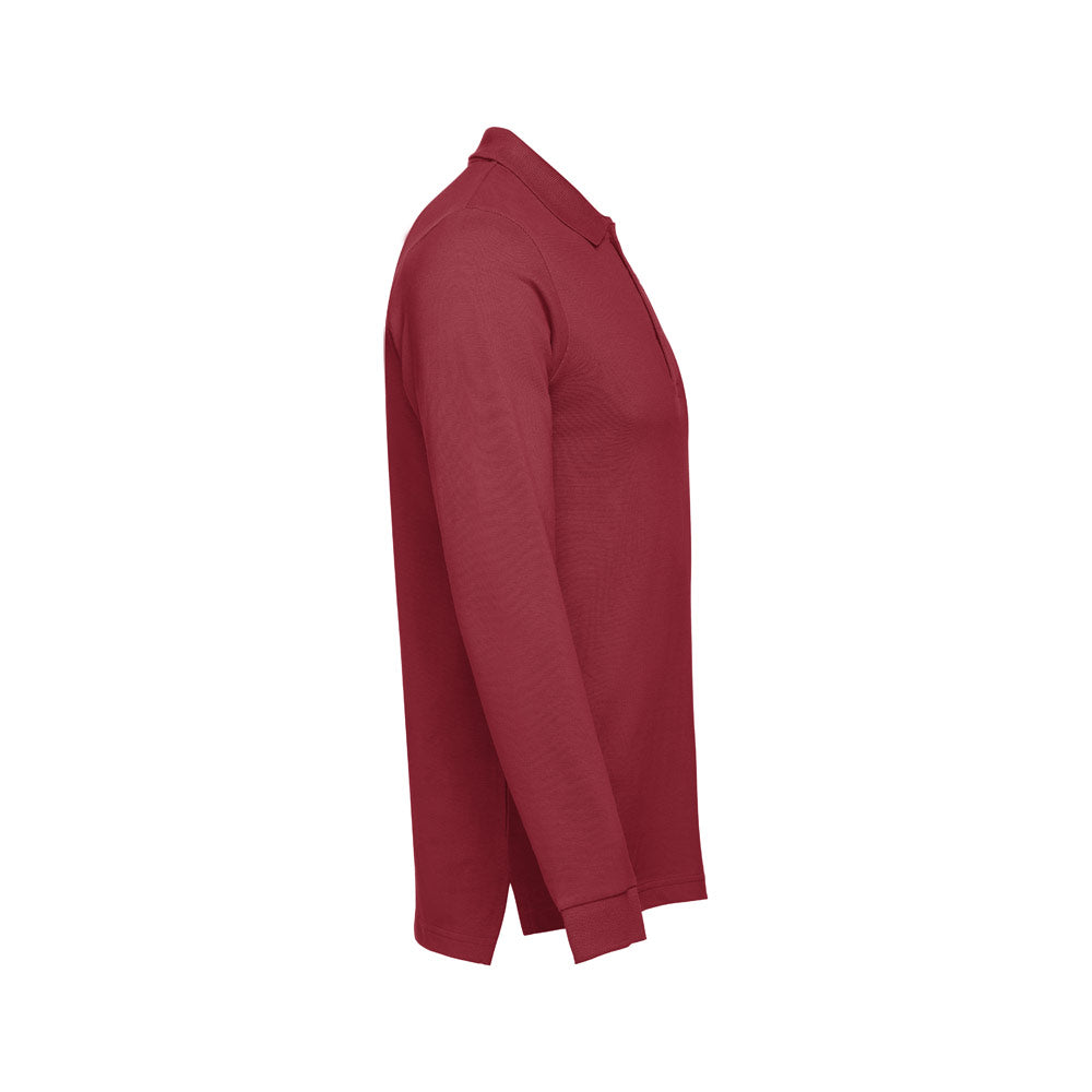 Thc Bern. Men's Long-Sleeved 100% Cotton Piqué Polo Shirt With Removable Label