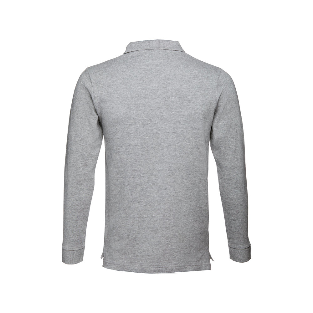 Thc Bern. Men's Long-Sleeved 100% Cotton Piqué Polo Shirt With Removable Label
