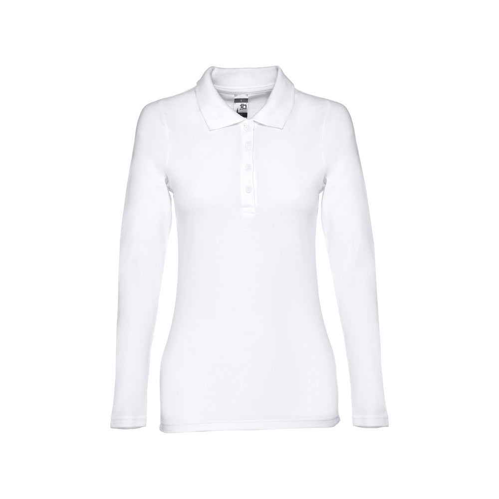 Thc Bern Women Wh. Women's Long-Sleeved Polo Shirt In Cotton Piqué And Viscose With Removable Label