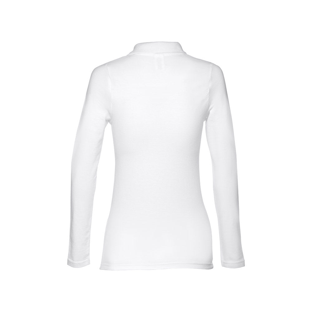Thc Bern Women Wh. Women's Long-Sleeved Polo Shirt In Cotton Piqué And Viscose With Removable Label