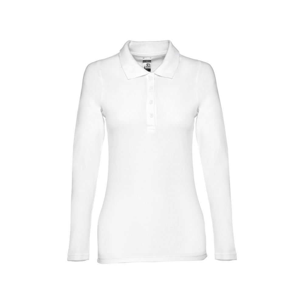 Thc Bern Women Wh. Women's Long-Sleeved Polo Shirt In Cotton Piqué And Viscose With Removable Label