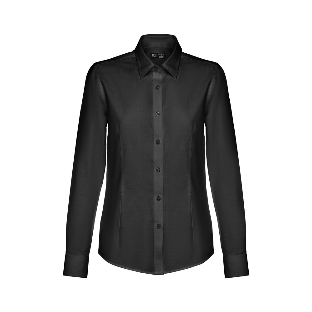 Thc Tokyo Women. Women's Long-Sleeved Oxford Shirt With Pearl Coloured Buttons