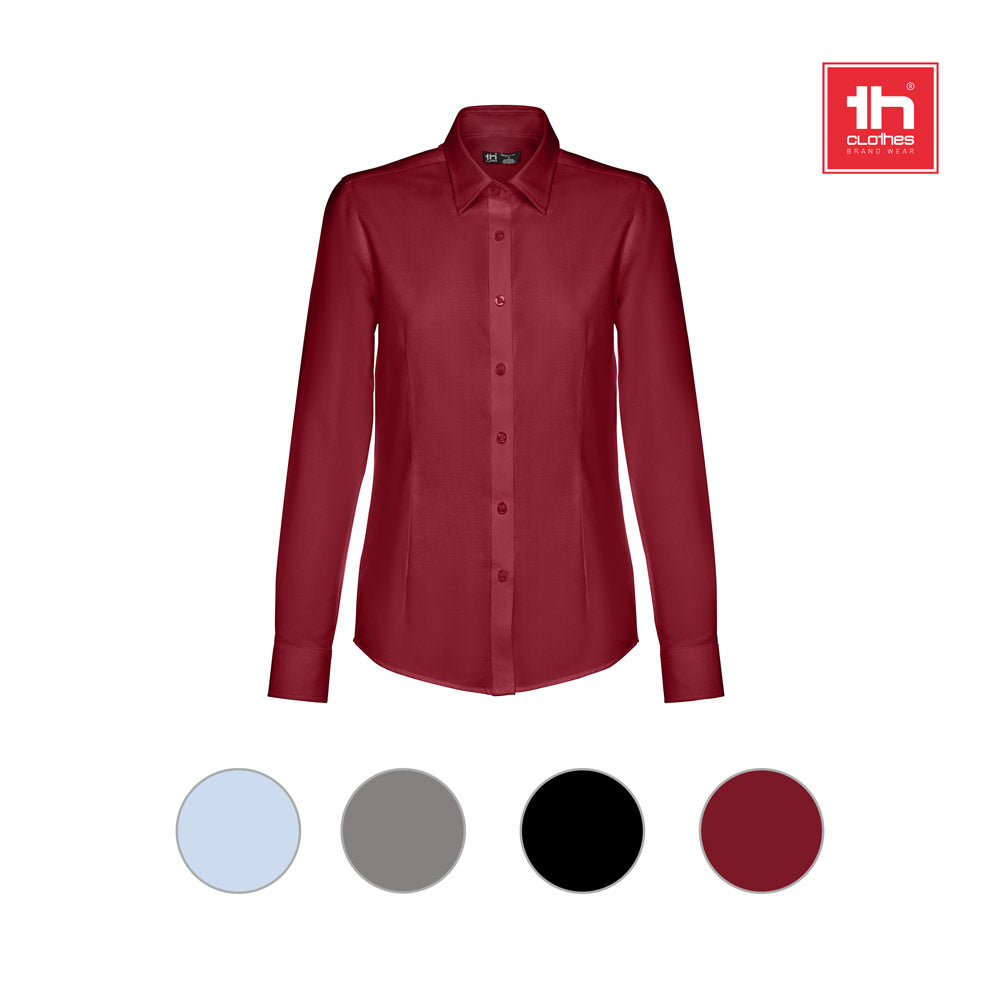 Thc Tokyo Women. Women's Long-Sleeved Oxford Shirt With Pearl Coloured Buttons