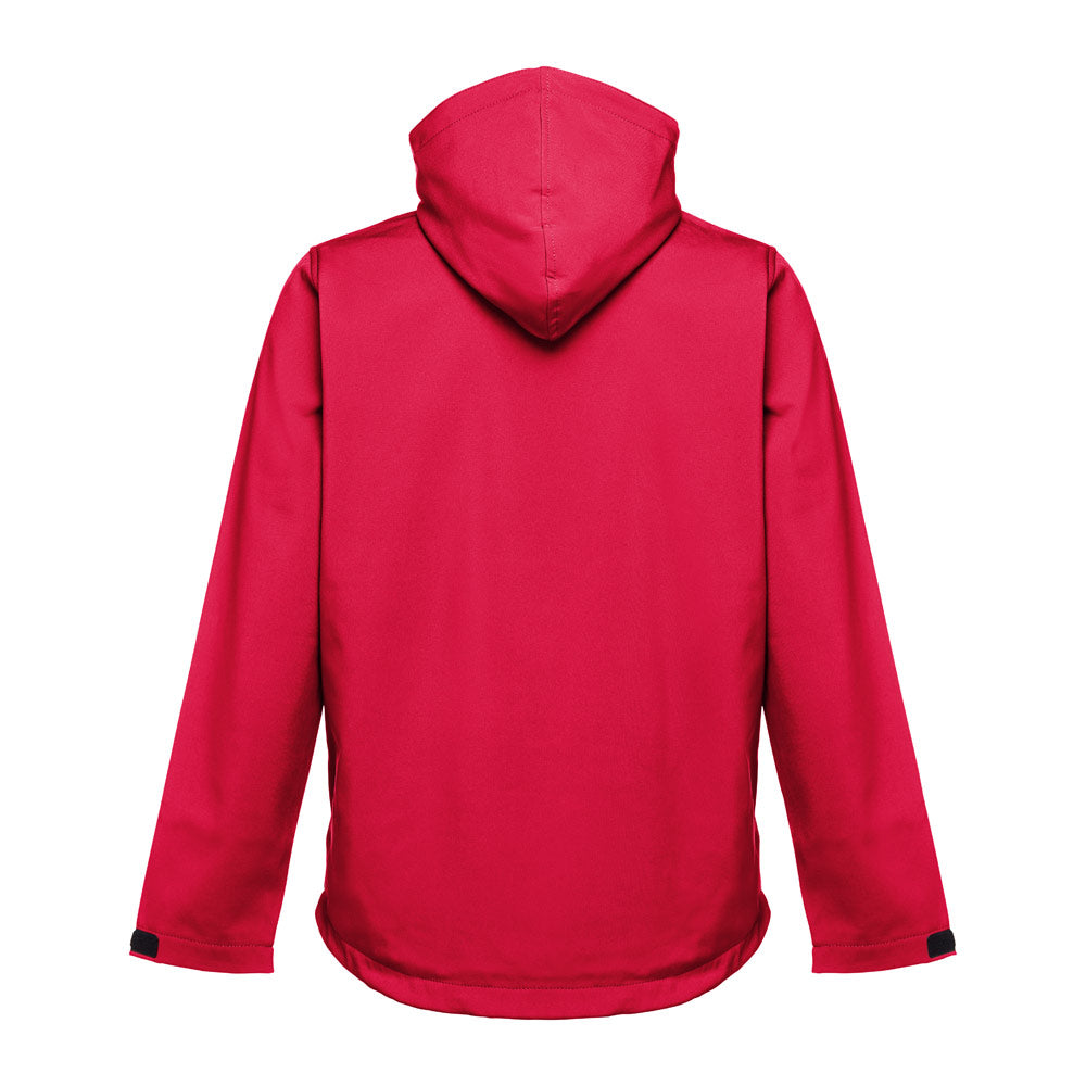 Thc Zagreb. Men's Softshell Jacket With Detachable Hood And Rounded Back Hem