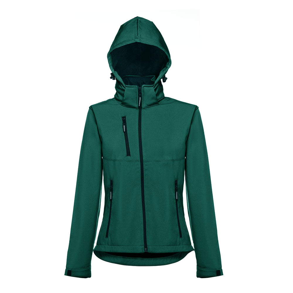 Thc Zagreb Women. Women's Softshell Jacket With Detachable Hood And Rounded Back Hem
