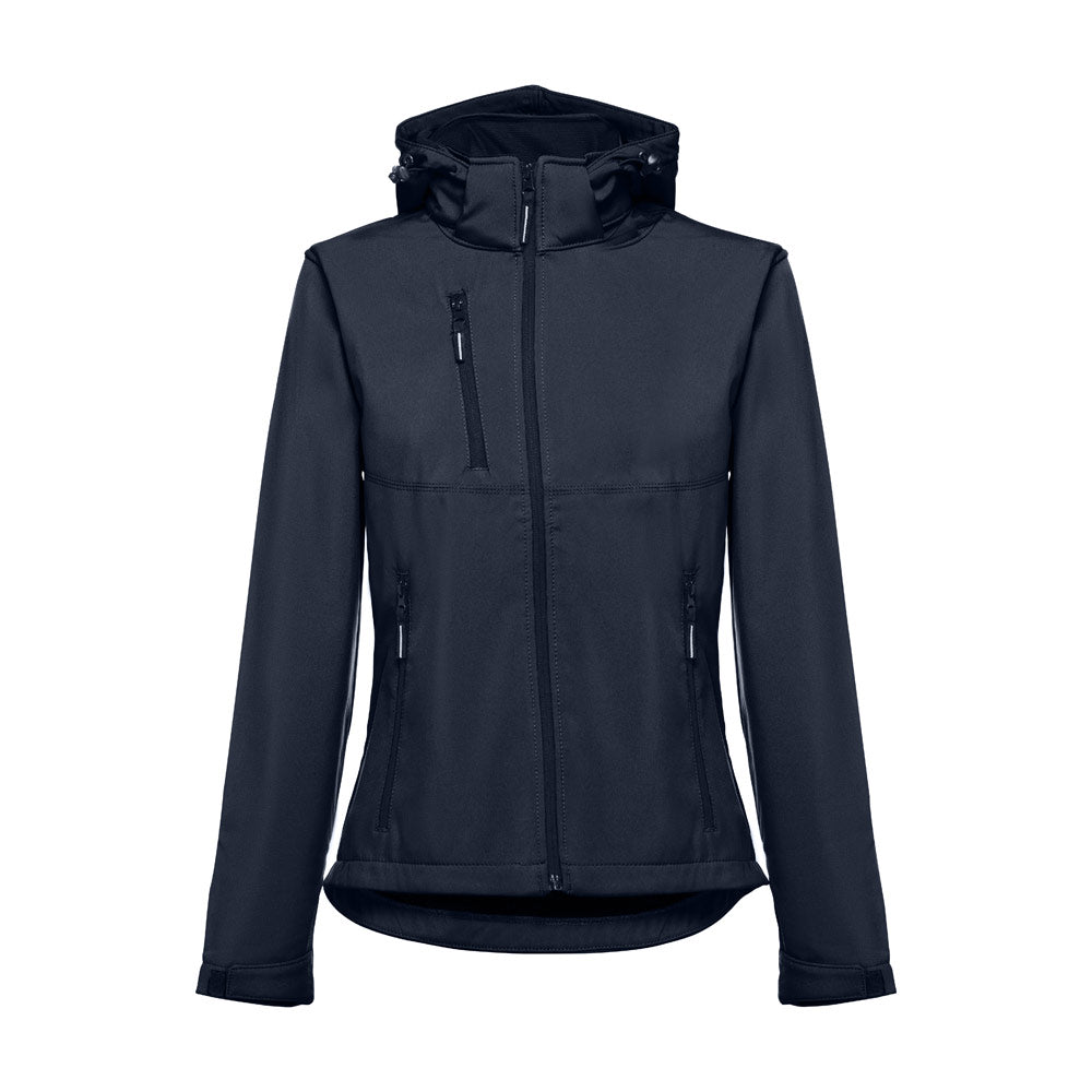 Thc Zagreb Women. Women's Softshell Jacket With Detachable Hood And Rounded Back Hem