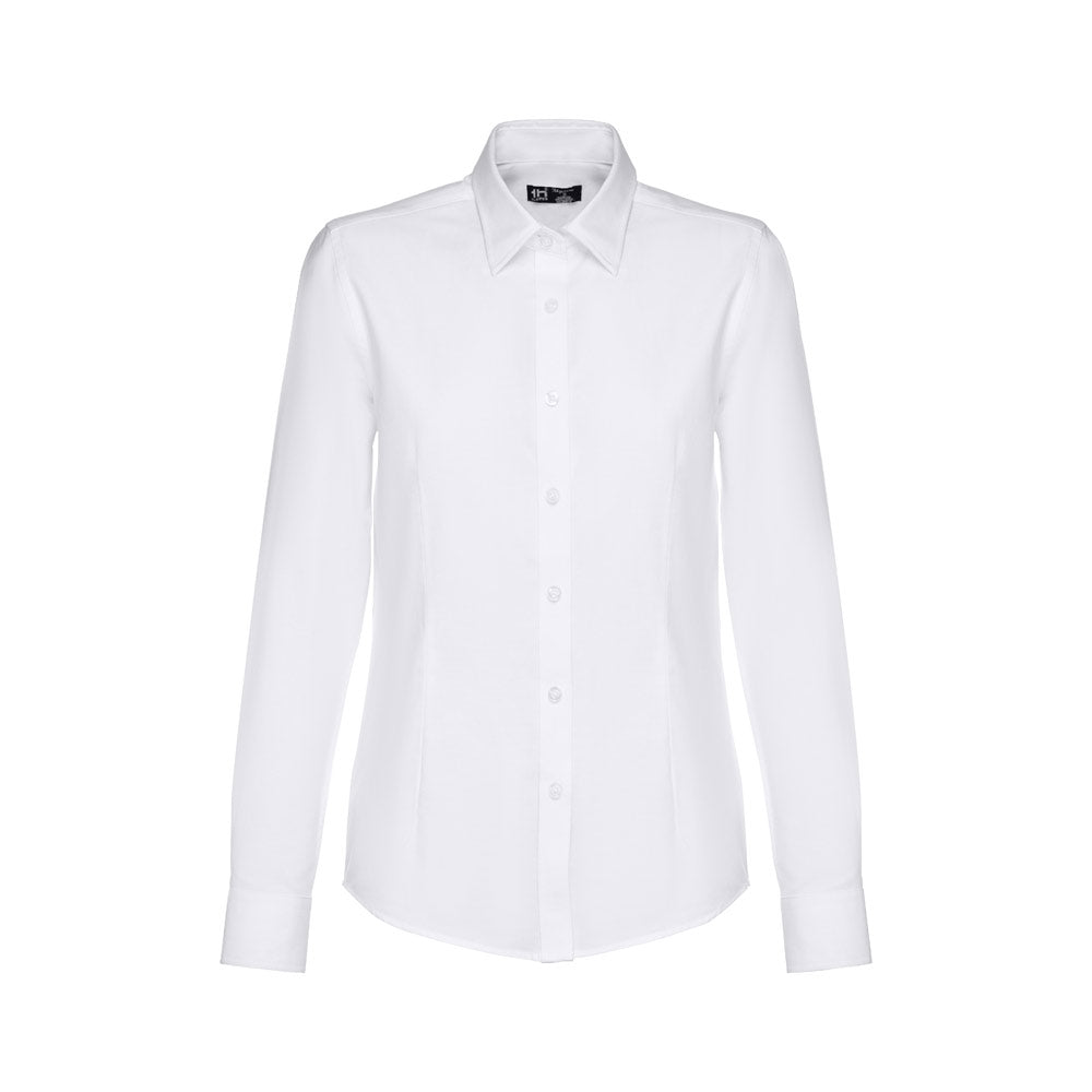 Thc Tokyo Women Wh. Women's Long-Sleeved Oxford Shirt With Pearl Coloured Buttons. White